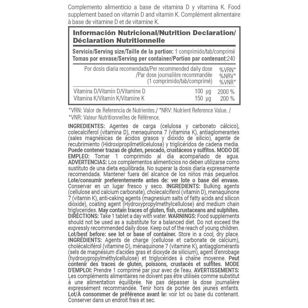Vitamin d3 + k2 - 240 tablets de MASmusculo 4/5