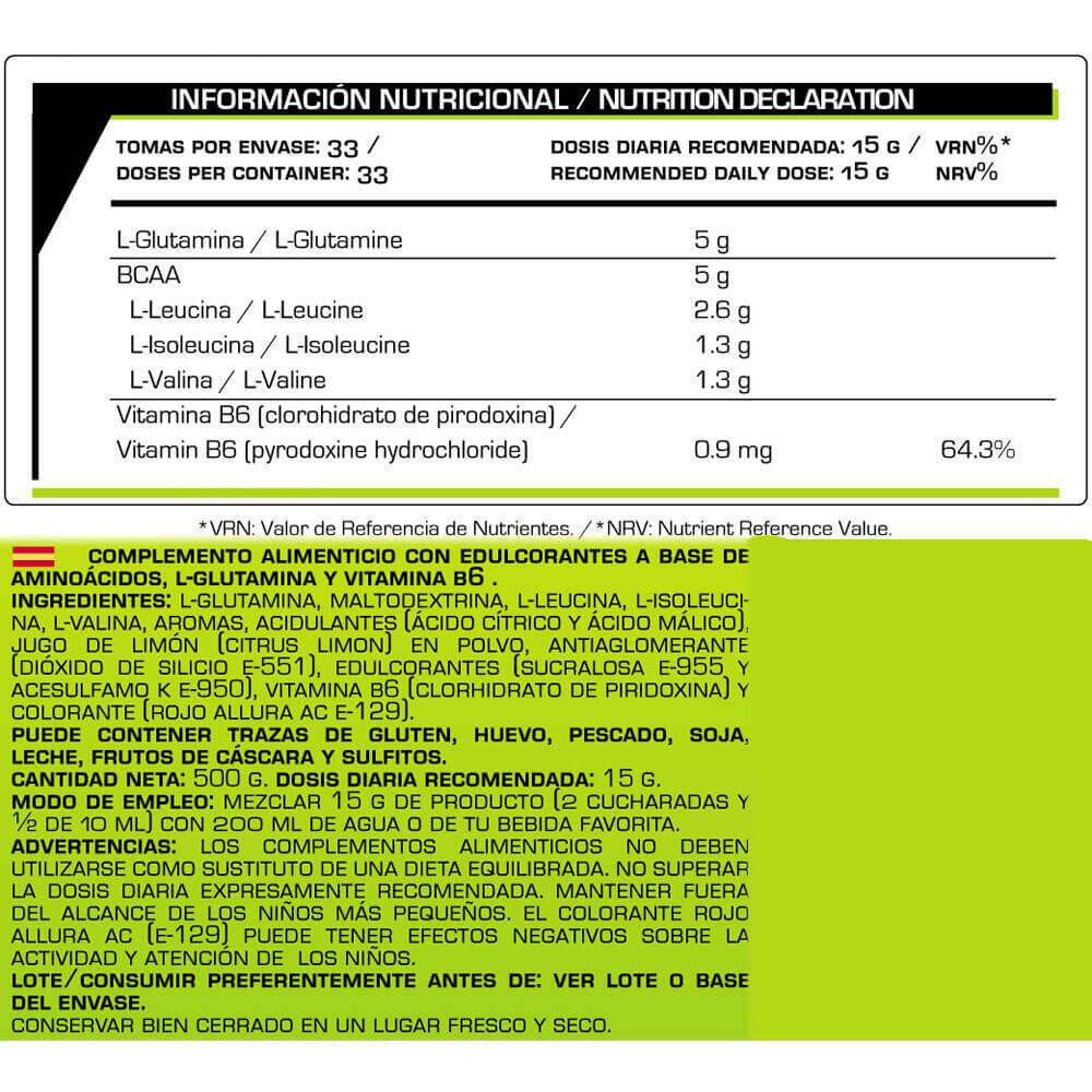BCAA  z  Glutamina - 500 g Fruit Punch Iron Addict Labs 2/3