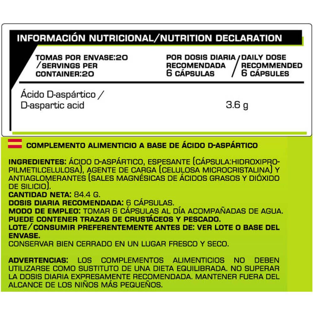 Daa (aspartic acid) - 120 vegetable capsules de Iron Addict Labs 4/5