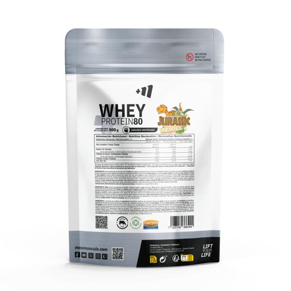Whey Protein 80 Jurassic White Choc 500g, Proteine Del Siero Di Latte Con Lacprodan, Aiuta La Crescita Muscolare, MM Supplements