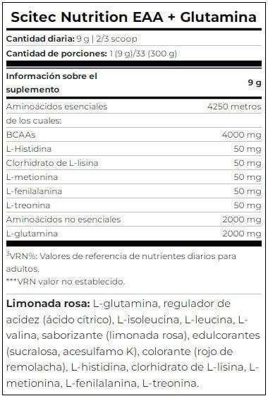 Eaa + Glutamine 300 Gr Limonada Rosa 4/5