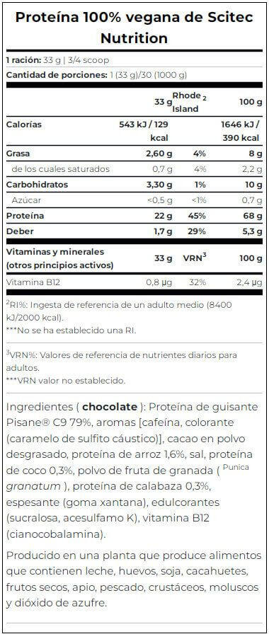 Proteínas Vegetales - 100% Proteína Vegana (1kg) - Chocolate 5/6