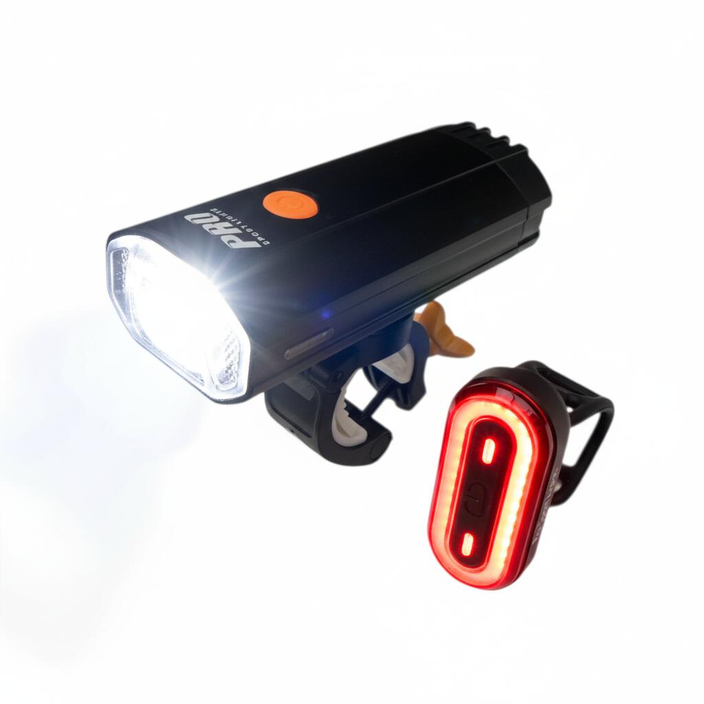 Juego de luces para bicicleta de 1200 y 100 lúmenes 1/7