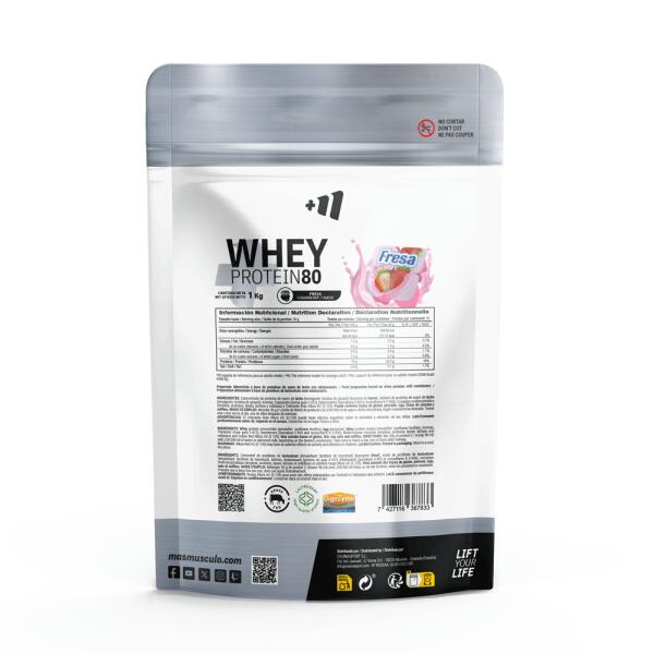 Whey Protein80 - 1 kg di integratori alla fragola MASmusculo 2/6
