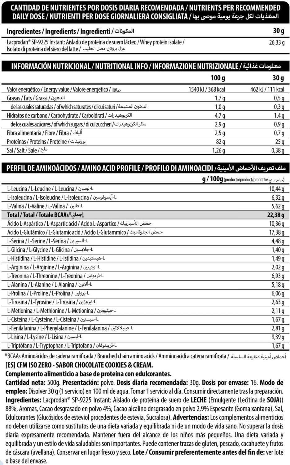 CFM ISO Zero - 500g Chocolate con Cookies BIG 3/4