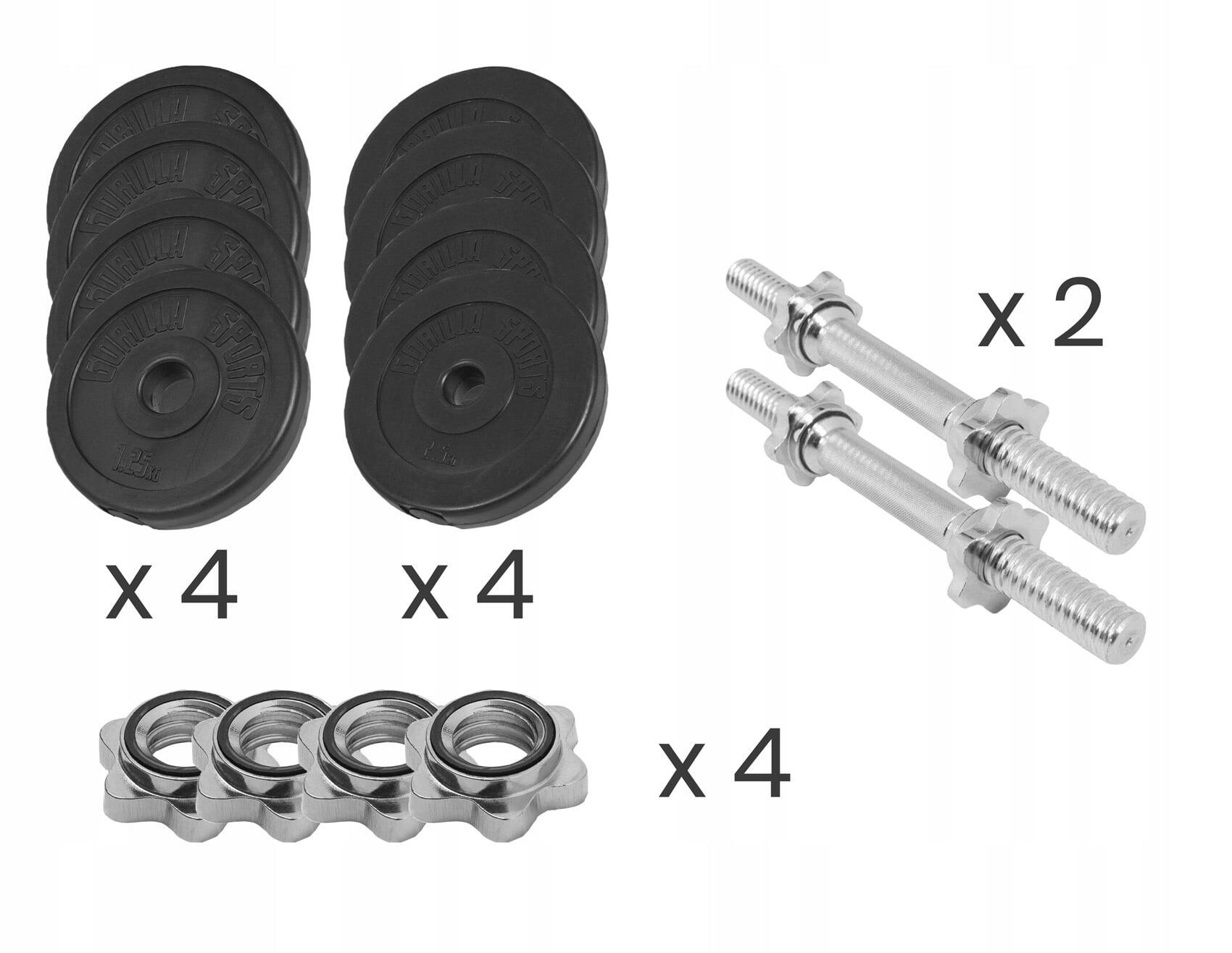 Zestaw hantli 2x10kg bitumiczne regulowane 20 kg 31 mm 6/7