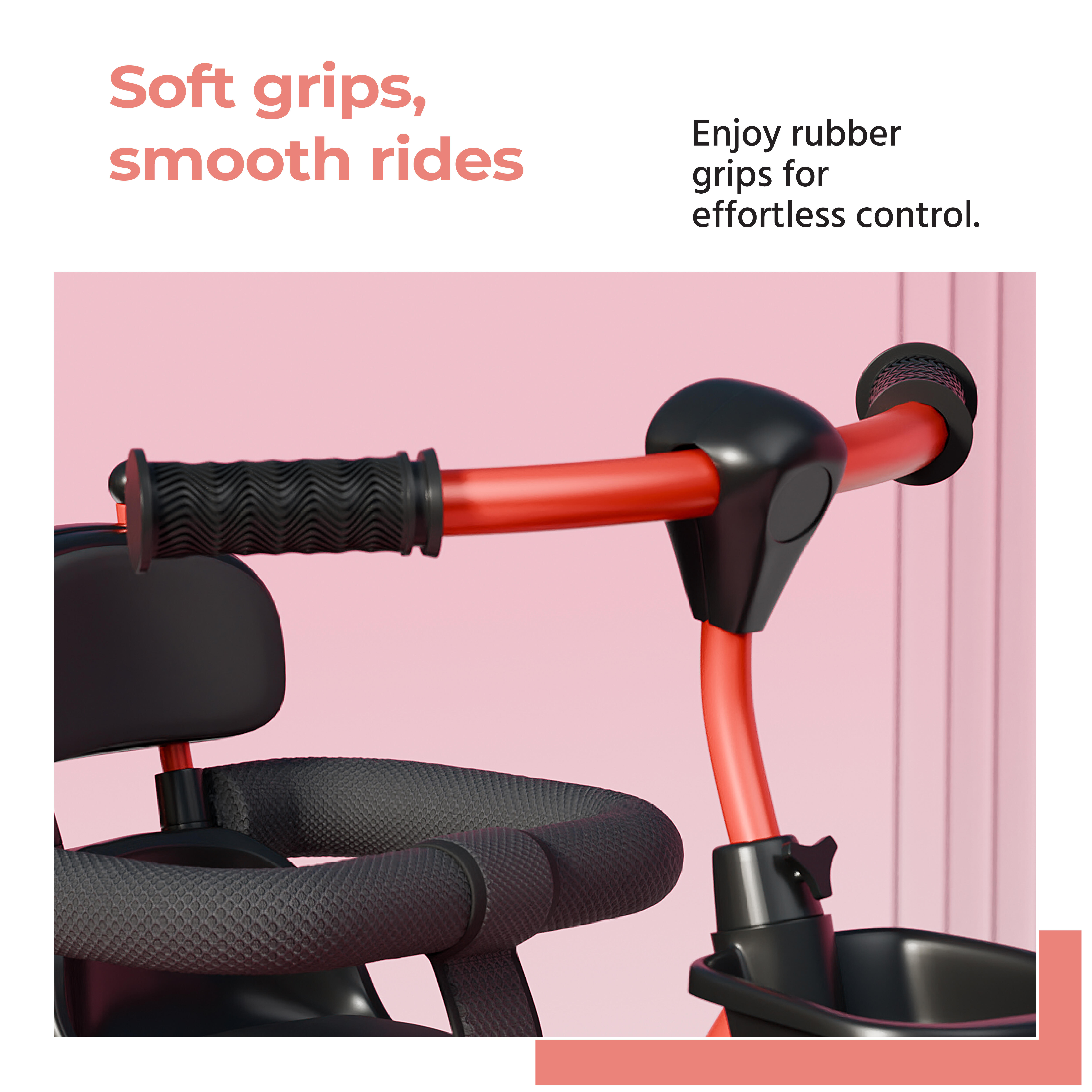 Lifelong Kids Harness Parental Control Tricycle with EVA wheels , Bell & Storage Basket|Baby Trike|Age Group 1 Years to 4 Years Carrying Capacity upto 25 kgs, Red/Black