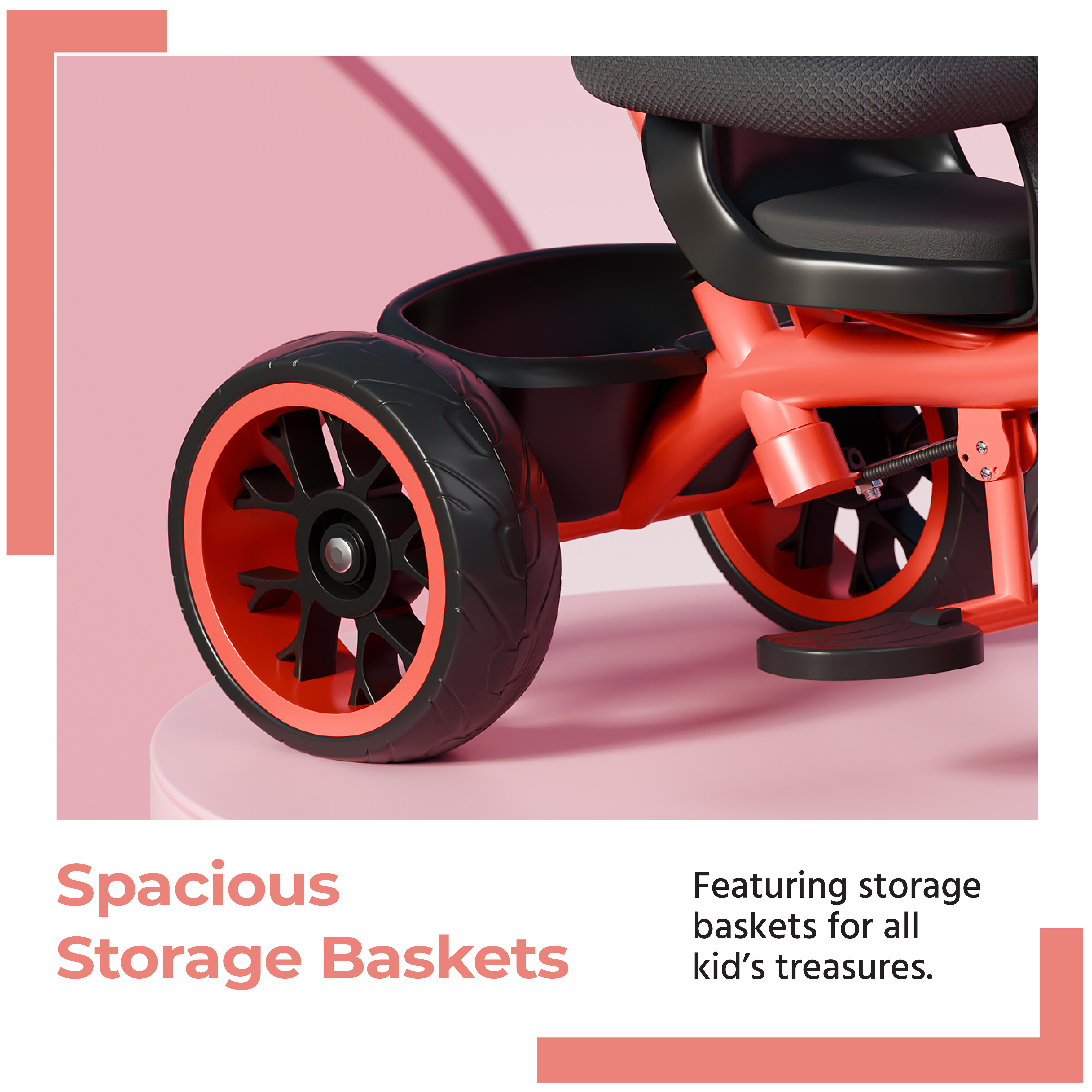 Lifelong Kids Harness Parental Control Tricycle with EVA wheels , Bell & Storage Basket|Baby Trike|Age Group 1 Years to 4 Years Carrying Capacity upto 25 kgs, Red/Black