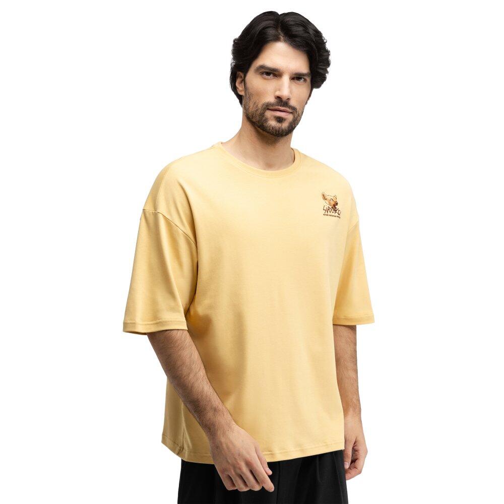 SIROKO Men 's oversized short sleeve t-shirt Grama Mustard Yellow