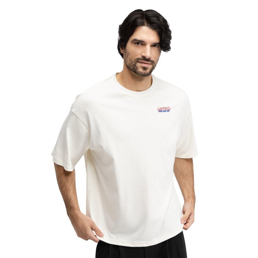 Tricou larg cu mâneci scurte pentru bărbați Grama White Alb