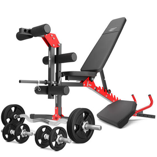 Set per allenamento con i pesi Marbo Sport panca regolabile e accessori