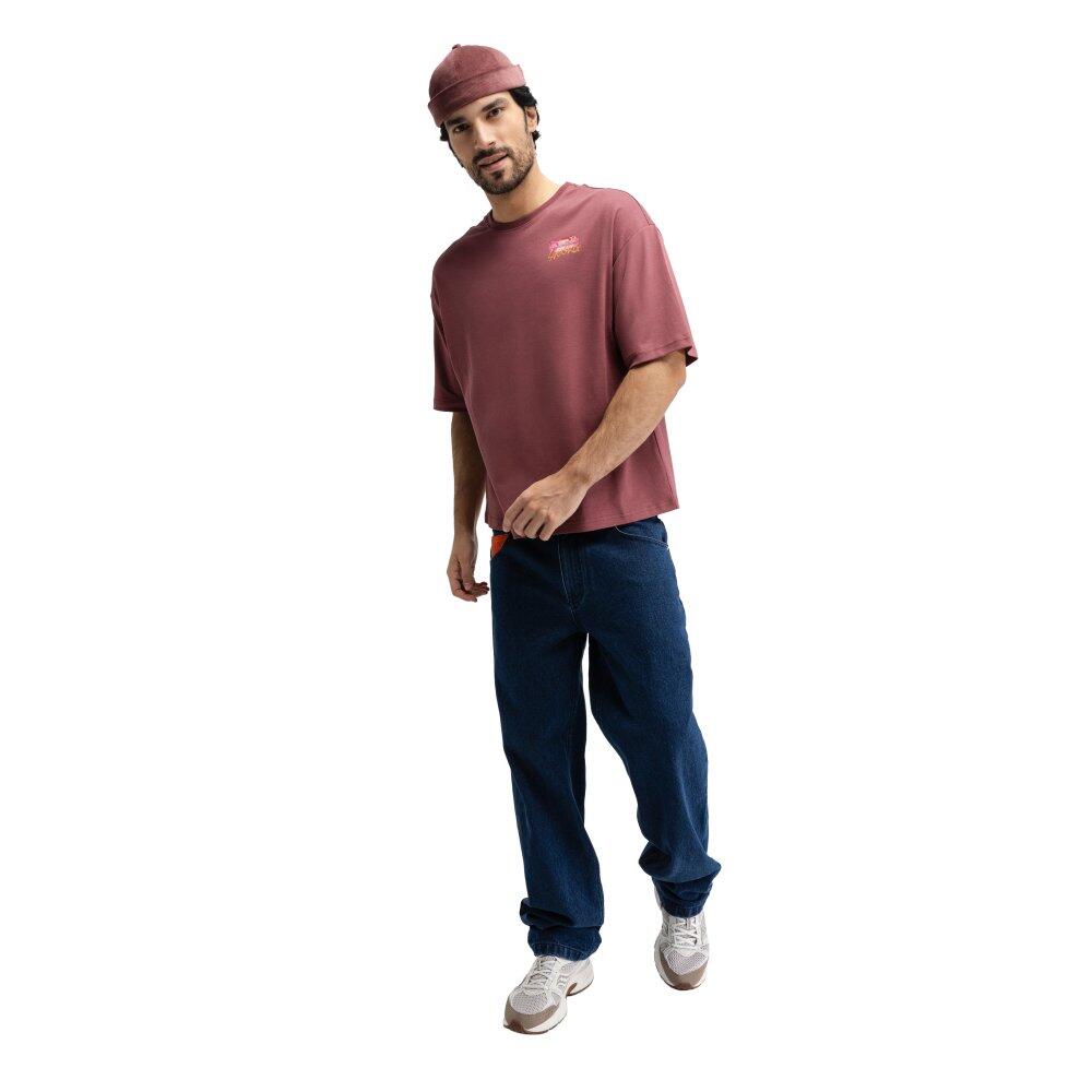 T-shirt oversize à manches courtes homme Grama Burgundy Rouge 3/7