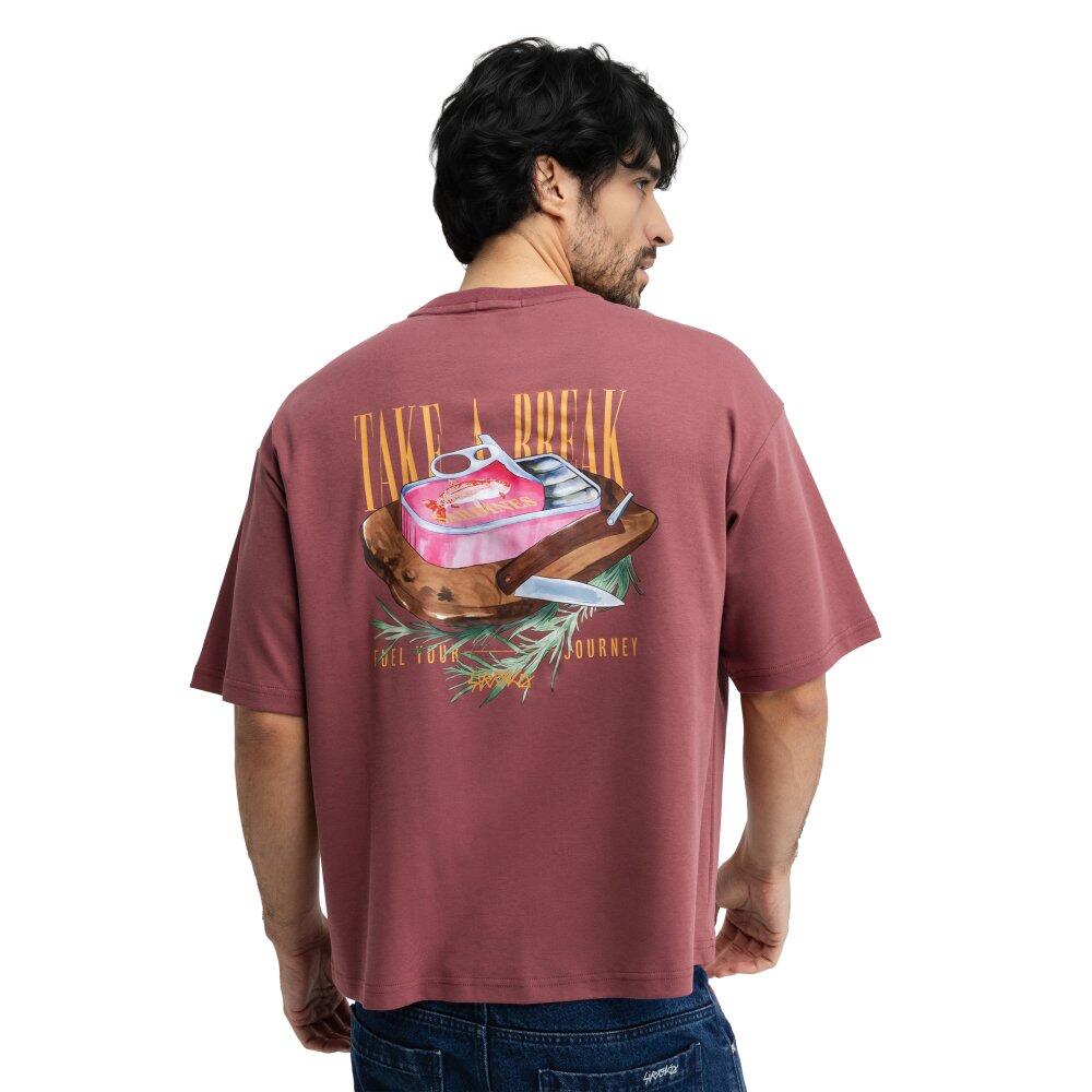 T-shirt oversize à manches courtes homme Grama Burgundy Rouge 2/7