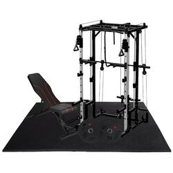 Multipower Basic Pack Home Gym avec banc, disques et sol en caoutchouc