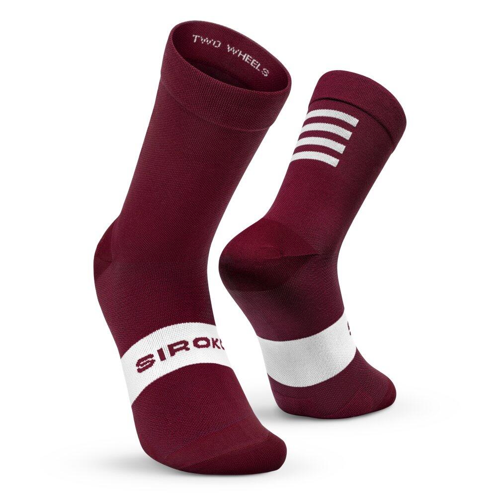 Chaussettes vélo Cyclisme Homme et Femme S1 Burgundy Rouge 2/7
