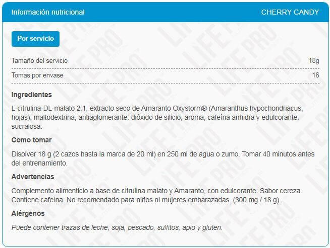 Bebida pre-entrenamiento Life Pro Rage Pro 290g 4/4