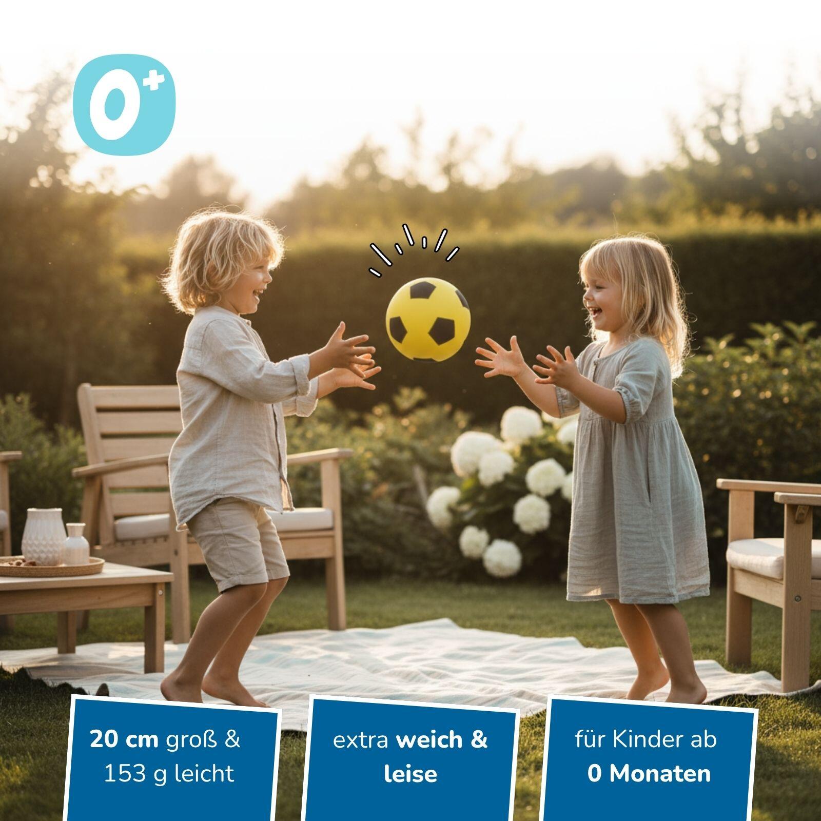 6er Set Schaumstoffbälle Ø 20 cm, gelbes Fußball-Design, weiche Bälle für Kinder 2/7