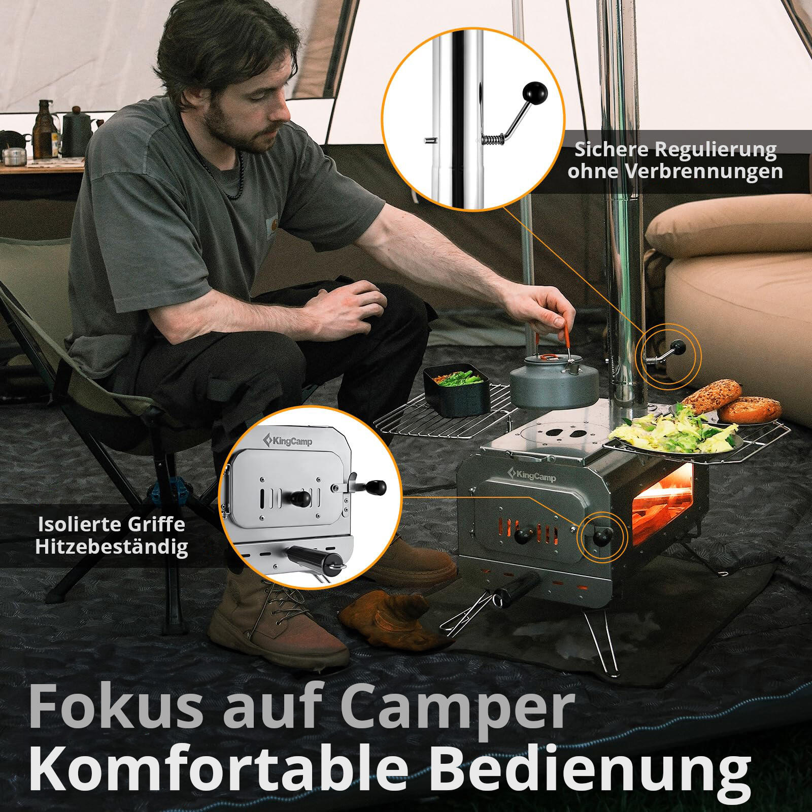 Tente Poêle Groenland S Cuisine Extérieure Mini Camping Poêle Chauffage Acier 5/7