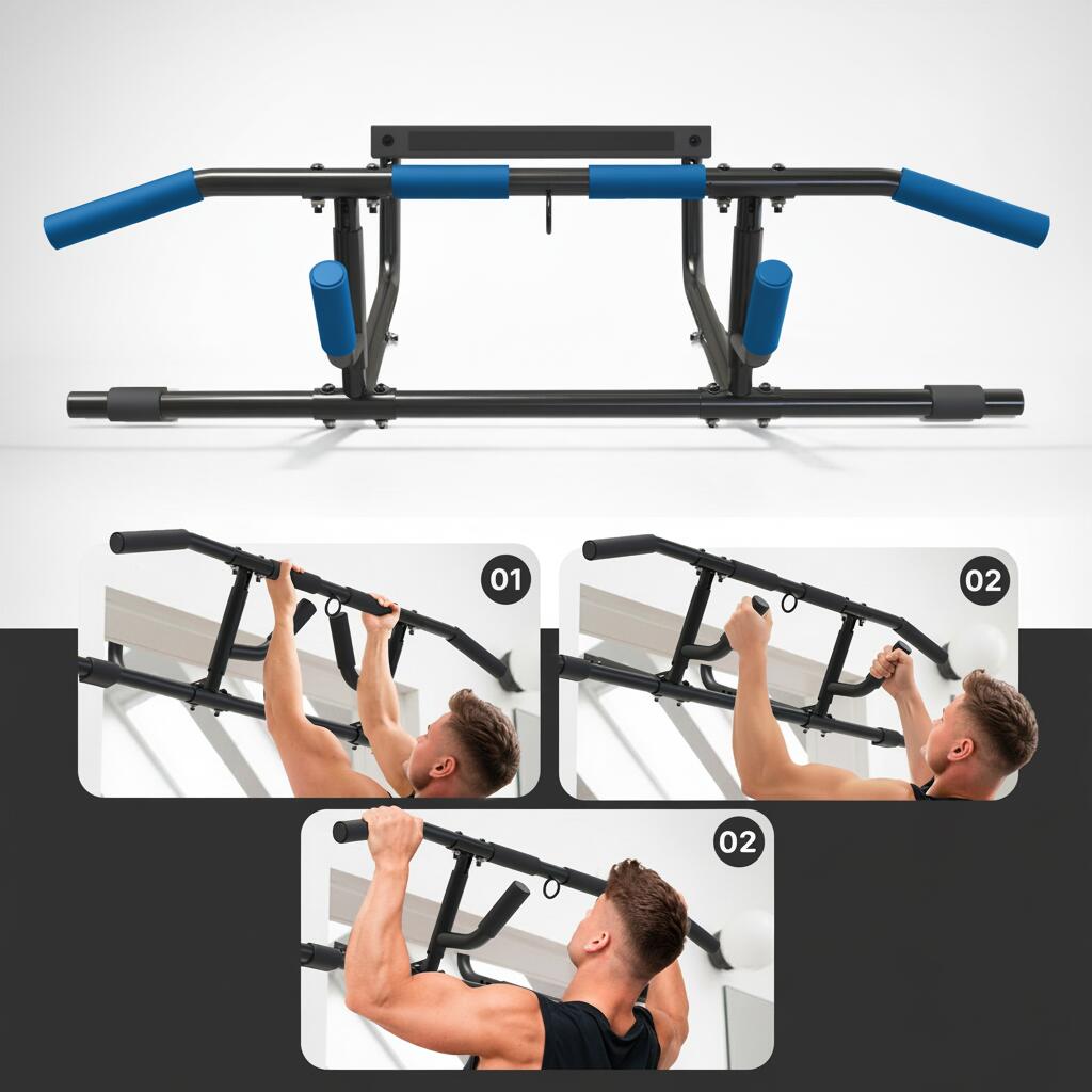 AthleticPro klim-rekstang deurframe - Sterk belastbare pull up bar [tot 200 KG] - Deurstang zonder opbouw - 20 cm hoger in het frame - Ook voor Dips&Push Ups