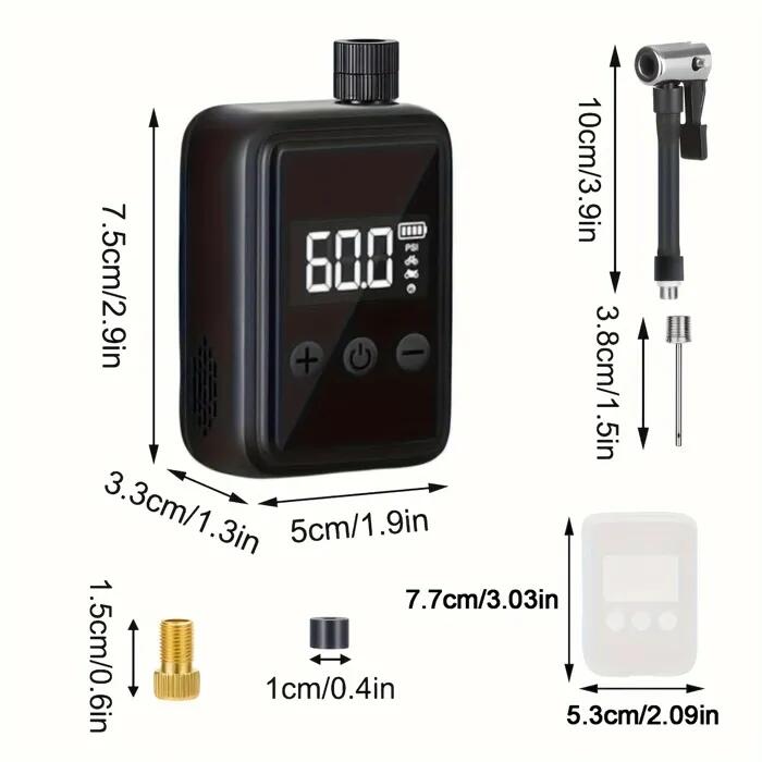 Bomba elétrica portátil 150 PSI – USB-C – Presta / Schrader 3/4