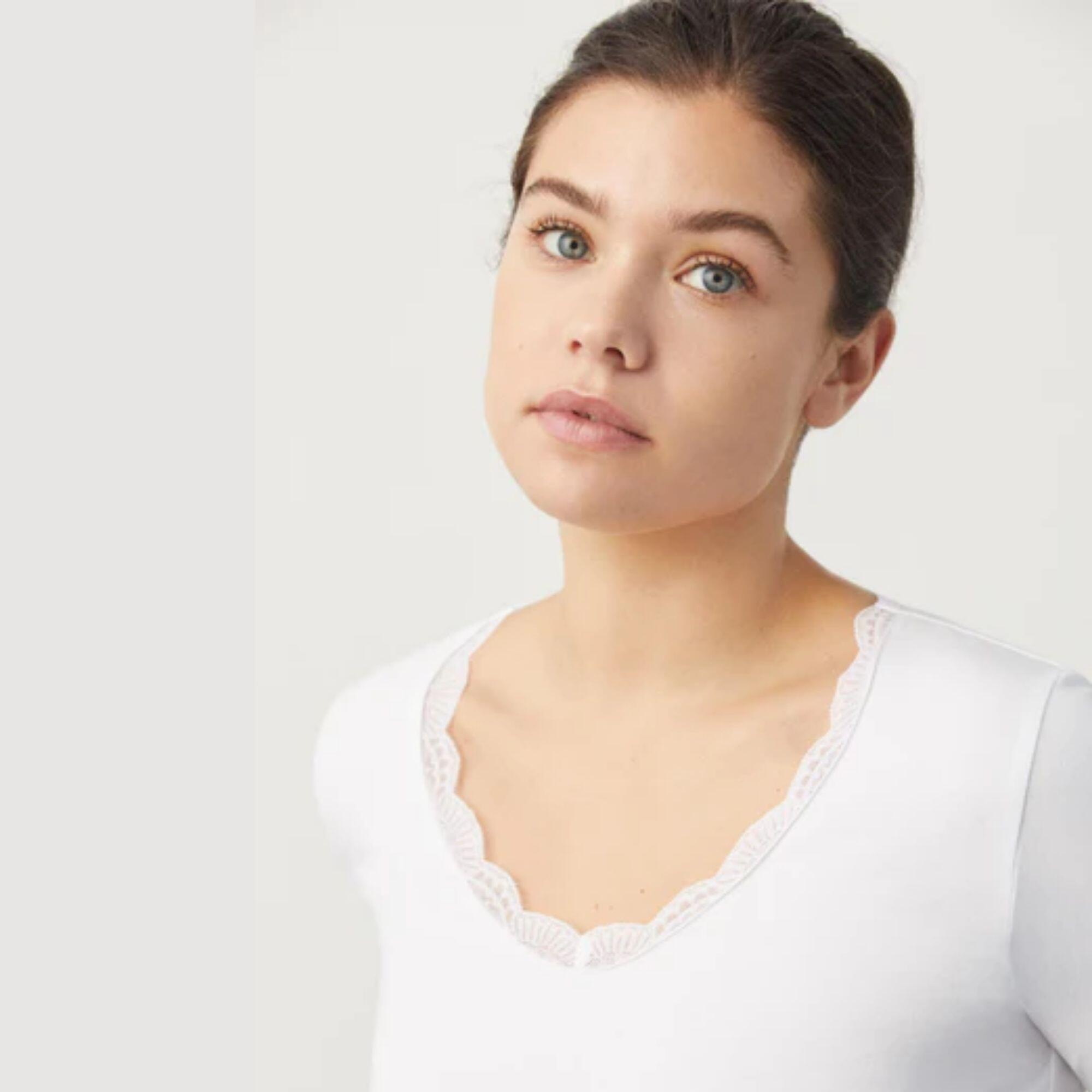 T-shirt lingerie blanc à manches longues 2/6