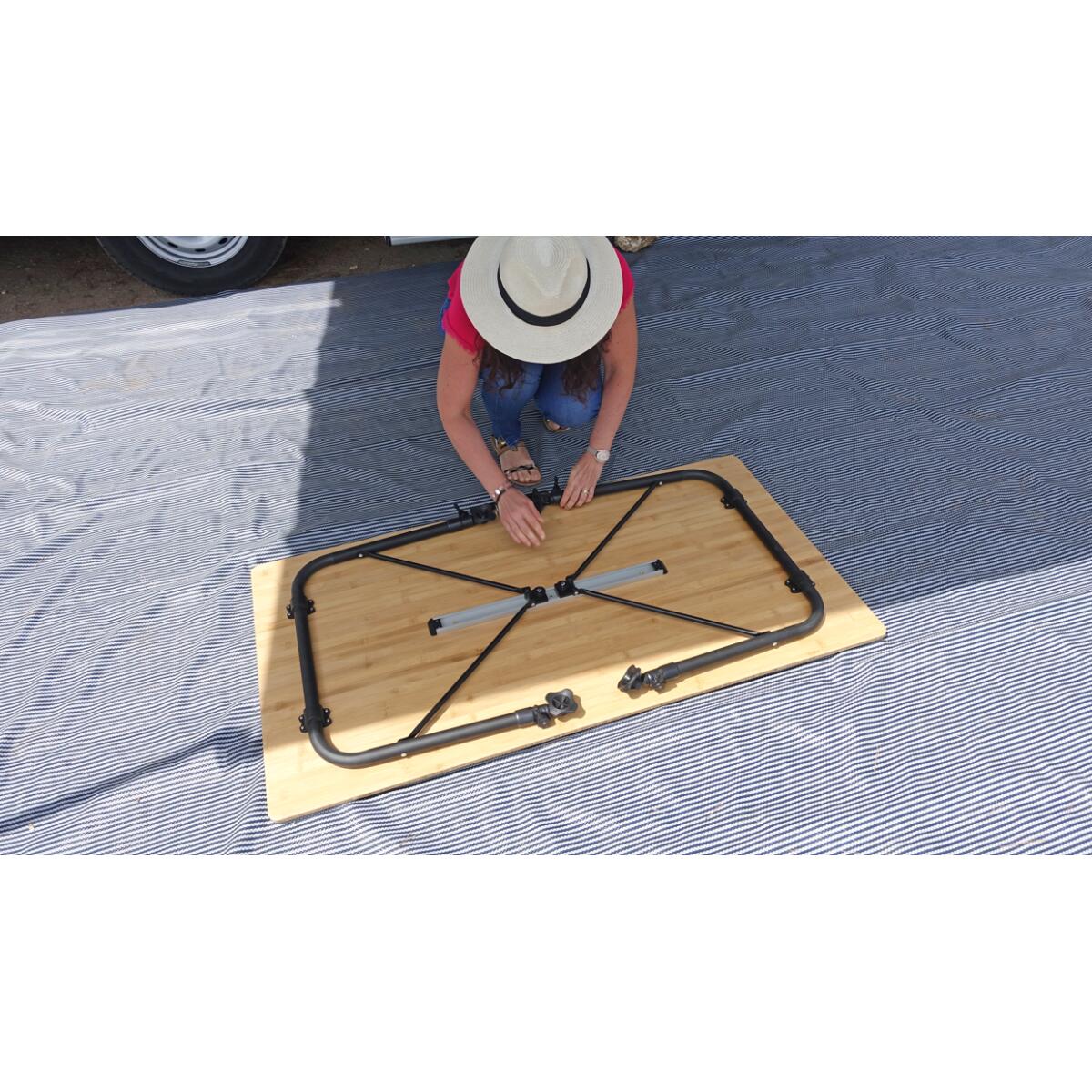 SOPLAIR Table Agora Plateau Bambou 6 Personnes Pieds Réglables Camping Car 2/3
