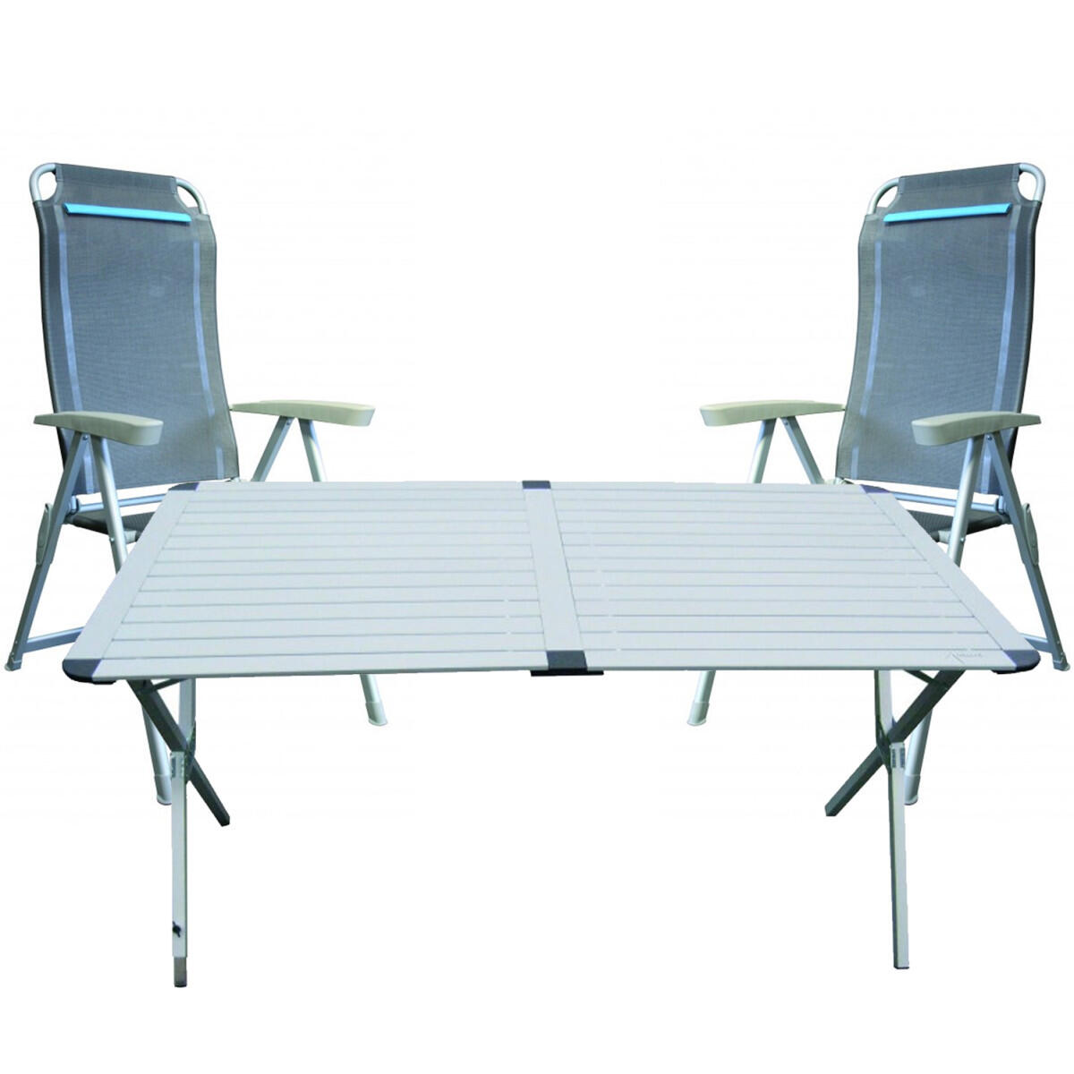 Antares - Pack Antarion Camping Car Table 110cm + 2 Fauteuils Pliables Bleu - Table De Camping - Bleu - Taille Unique - Decathlon