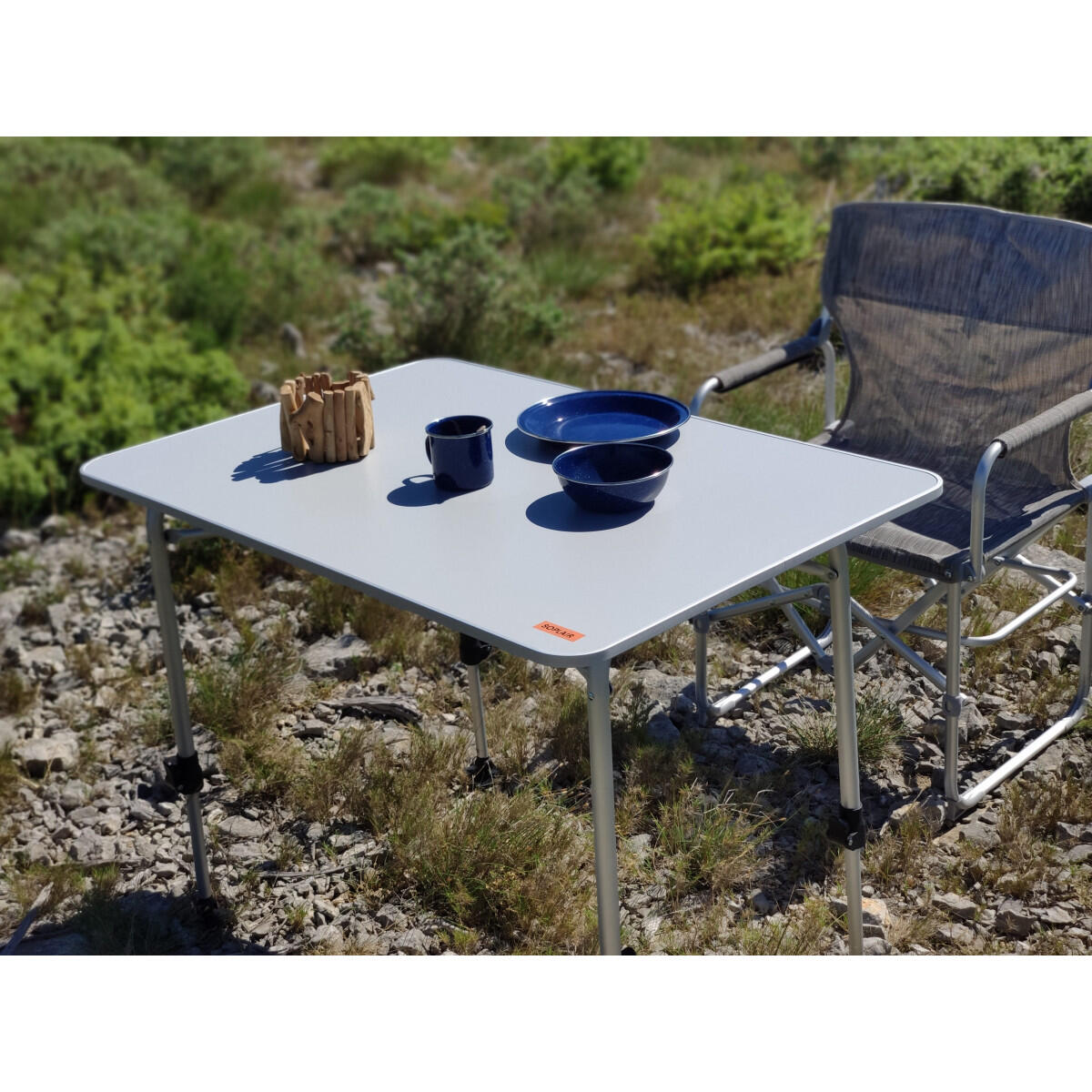 SOPLAIR Table Allégria 2 Personnes Pieds Réglables Camping Car Gris 3/4