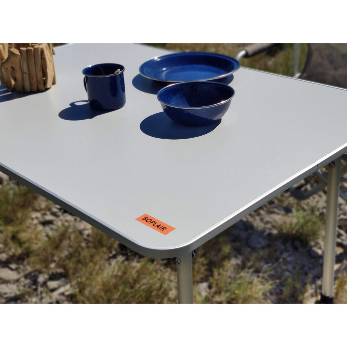 SOPLAIR Table Allégria 2 Personnes Pieds Réglables Camping Car Gris 4/4