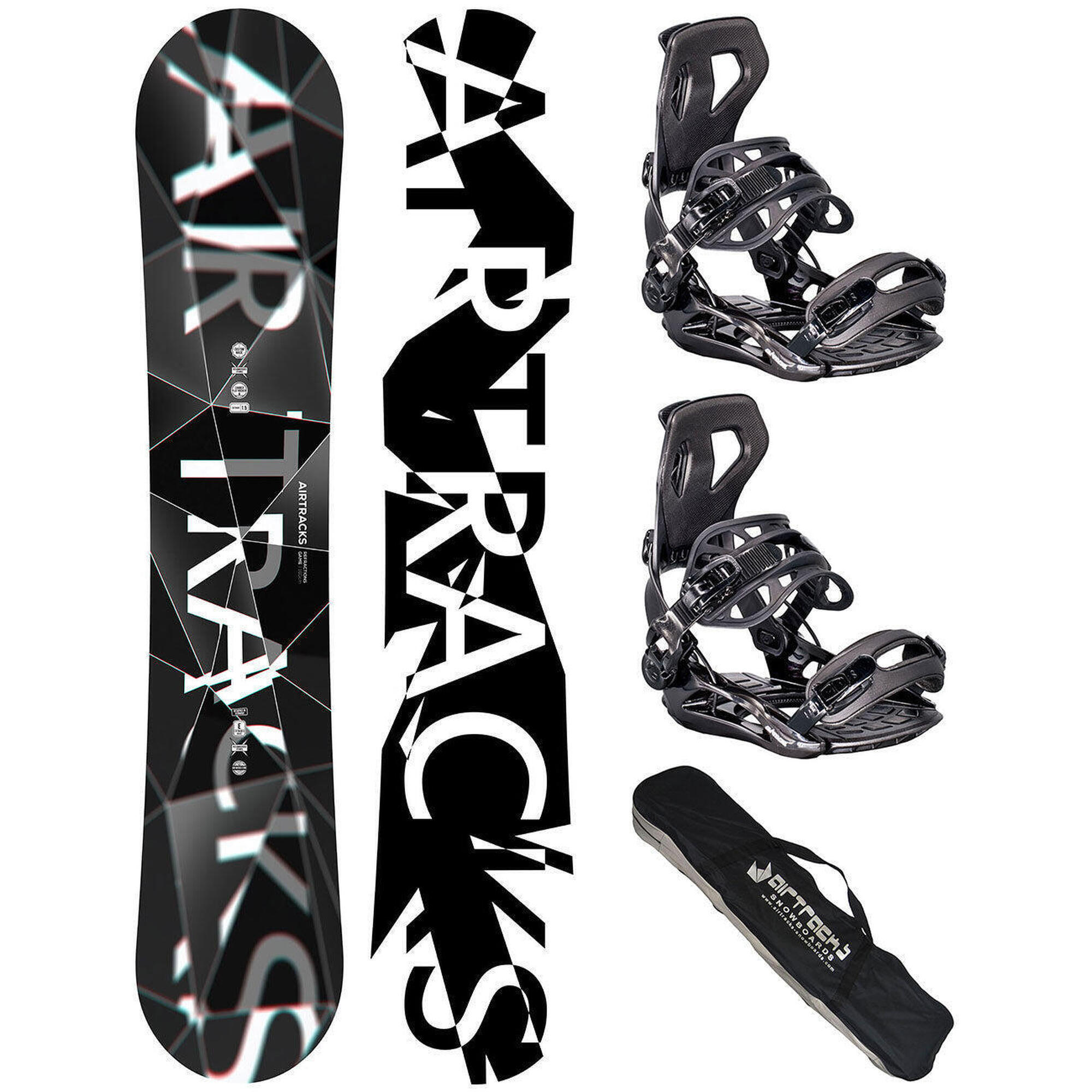 Airtracks - Pack Snowboard Homme Refractions Game Wide + Fixations Master Xl + Housse - Snowboard - Noir - 171 Cm - Decathlon