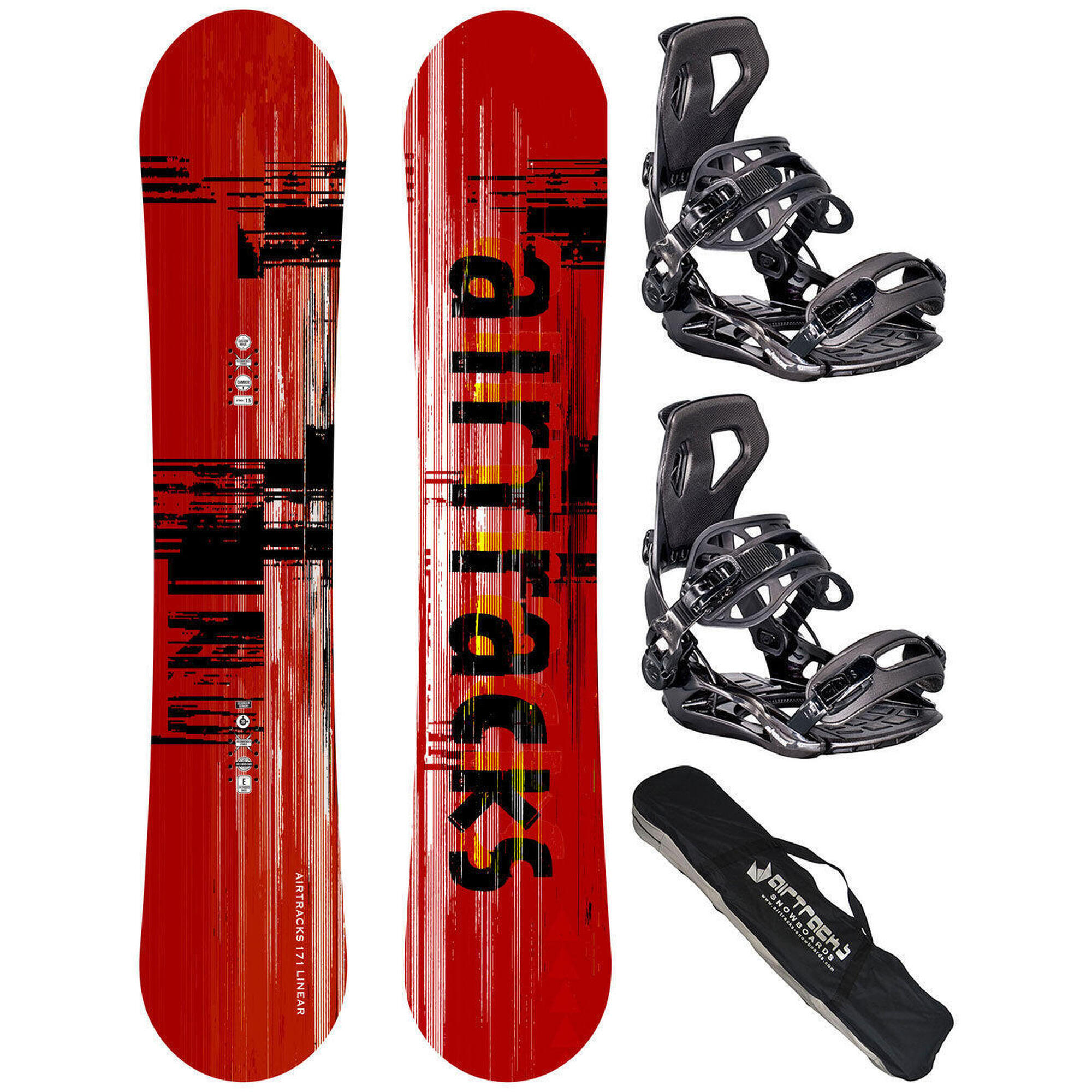 Airtracks - Set De Snowboard Homme: Planche Linear Camber Wide + Fixations Master Xl + Sac - Snowboard - Rouge - 168 Cm - Decathlon