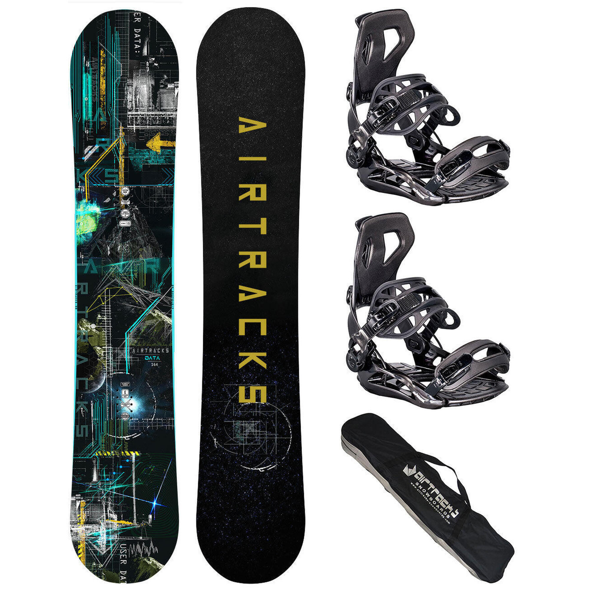 Airtracks - Set De Snowboard Homme: Planche Data + Fixations Master Me Taille L + Sac - Snowboard - Vert - 150cm - Decathlon