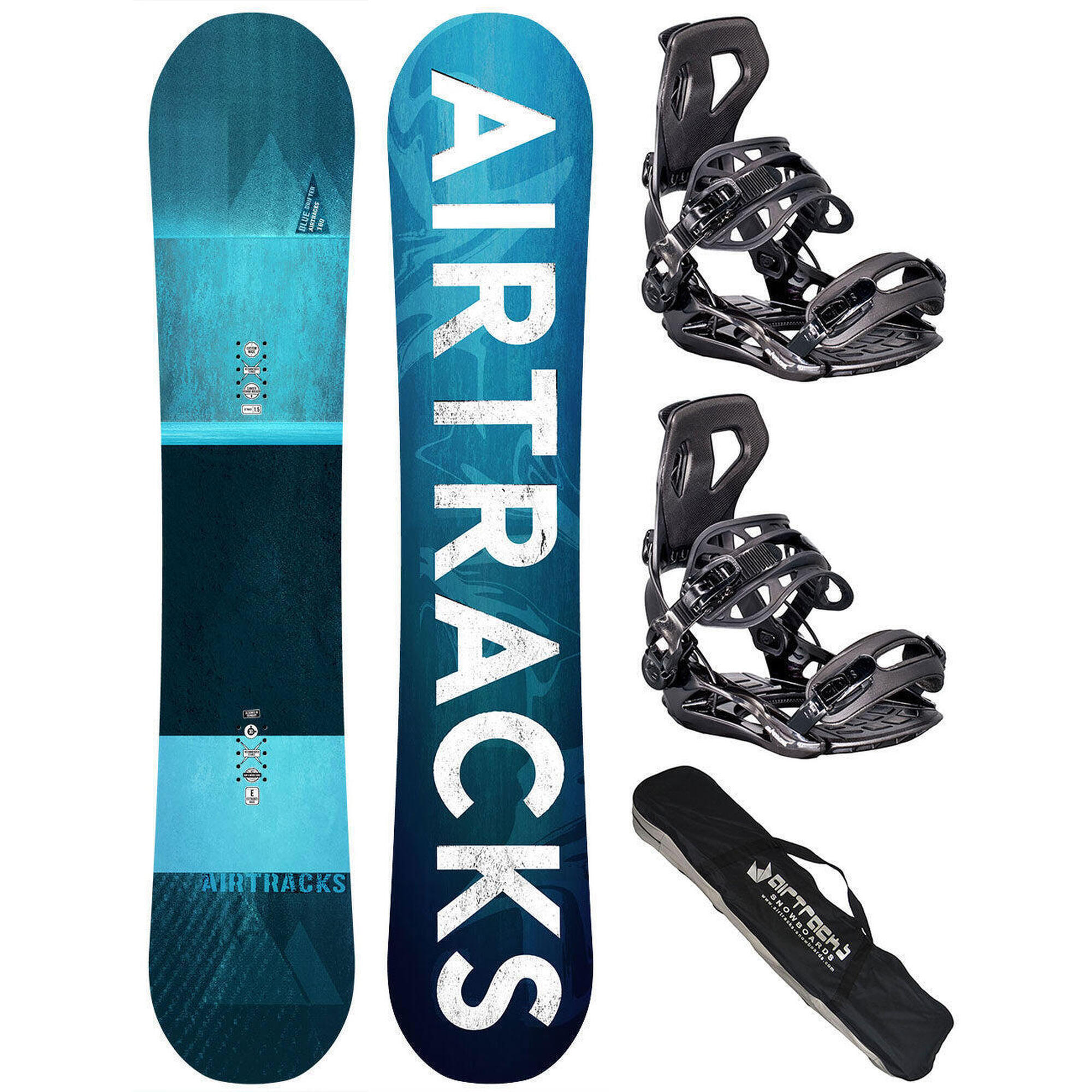 Airtracks - Pack De Snowboard Homme: Planche Blue Drifter Wide + Fixations Master L + Sac - Snowboard - Bleu - 164 Cm - Decathlon