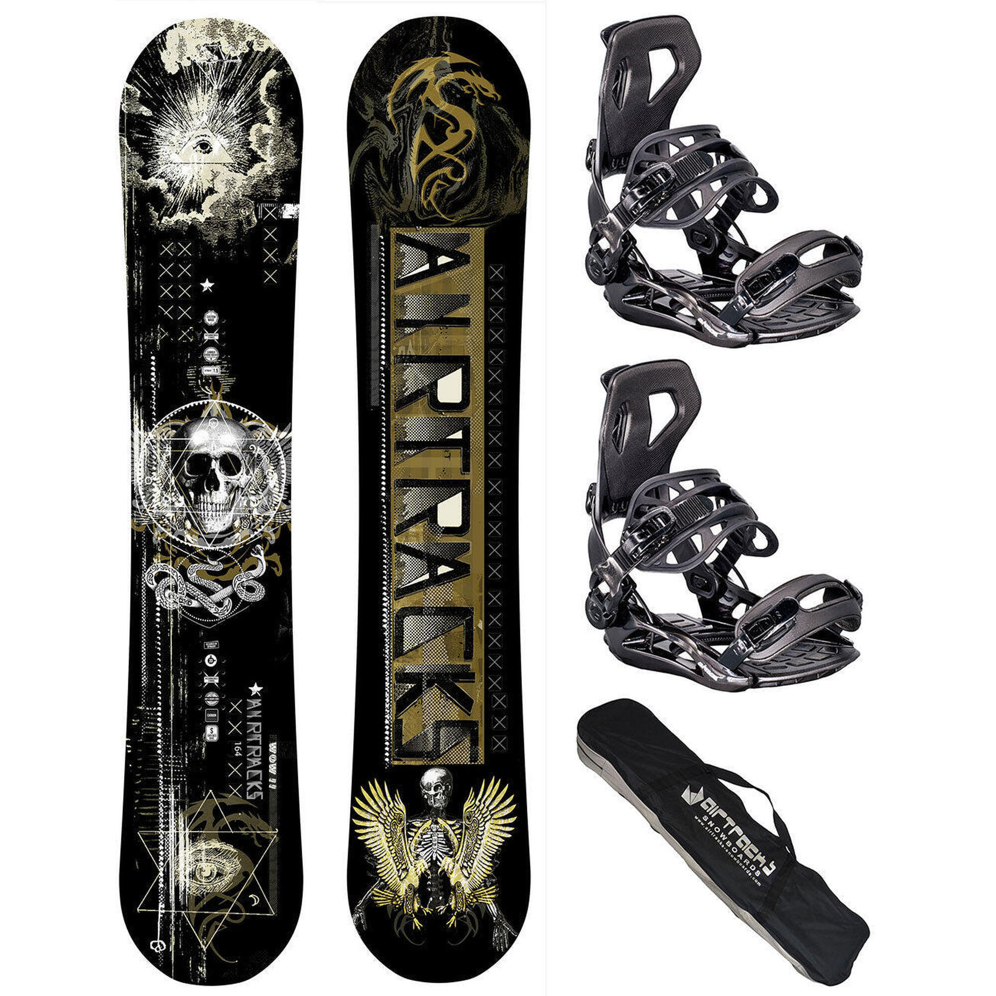 Airtracks - Set De Snowboard Homme: Planche Wow Carbon + Fixations Master Xl + Sac - Snowboard - Marron - 155 Cm - Decathlon