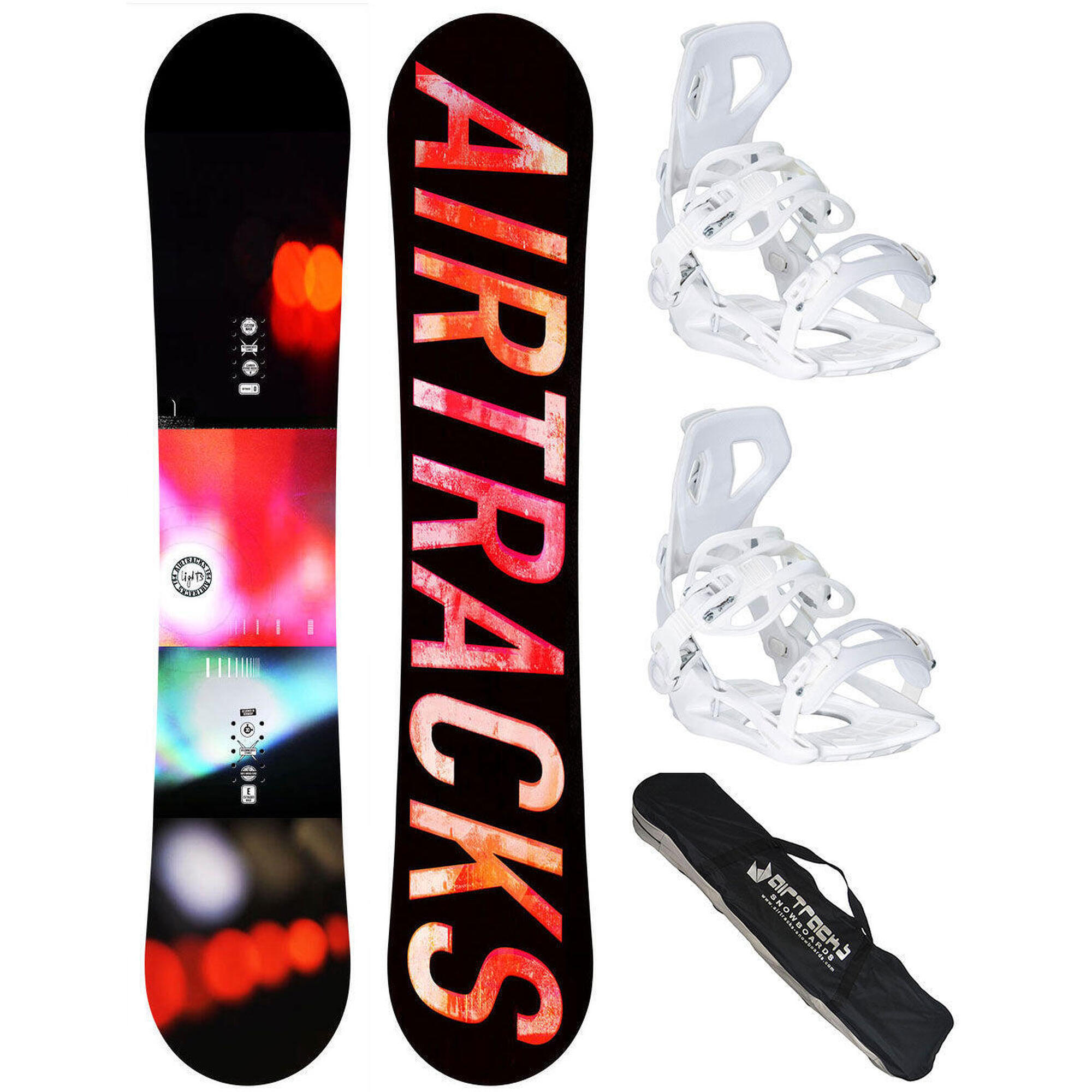 Airtracks - Set De Snowboard Femme: Planche  Lights + Fixations Master W M + Sac Sb - Snowboard - Rouge - 154 Cm - Decathlon