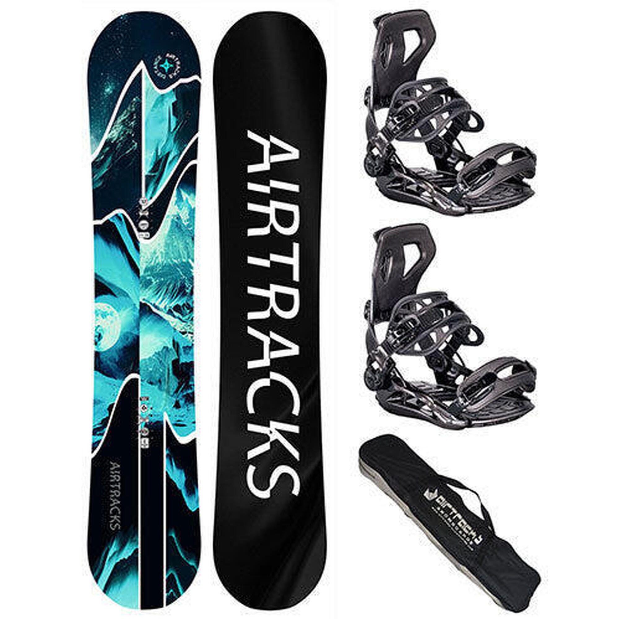 Airtracks - Set De Snowboard Homme: Planche Distance Wide + Fixations Master Xl + Sac Sb - Snowboard - Bleu - 150cm - Decathlon