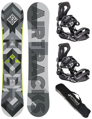 Snowboardset heren cubo camber wide + master binding maat xl + sb tas