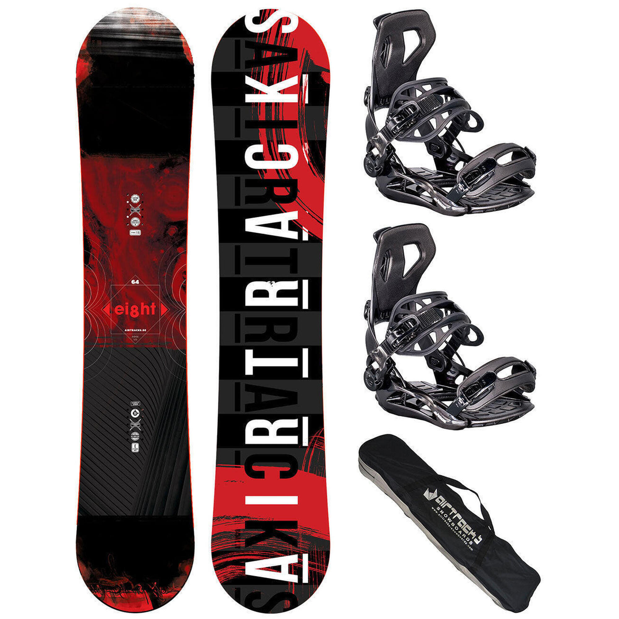 Airtracks - Pack De Snowboard Homme: Planche Eight Wide + Fixations Master Xl + Sac - Snowboard - Rouge - 160 Cm - Decathlon
