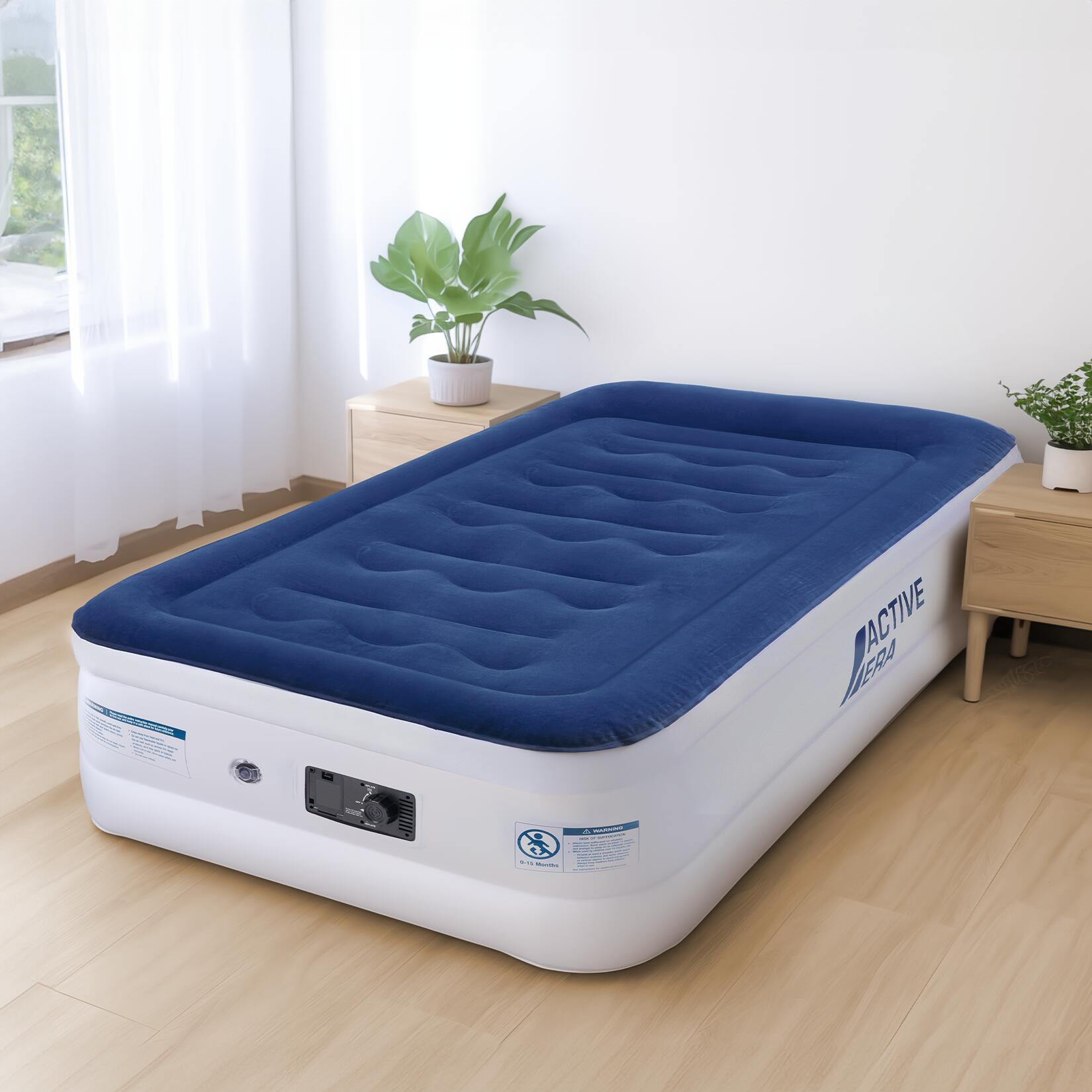 Lit gonflable simple avec pompe électrique intégrée et oreiller intégré 3/7