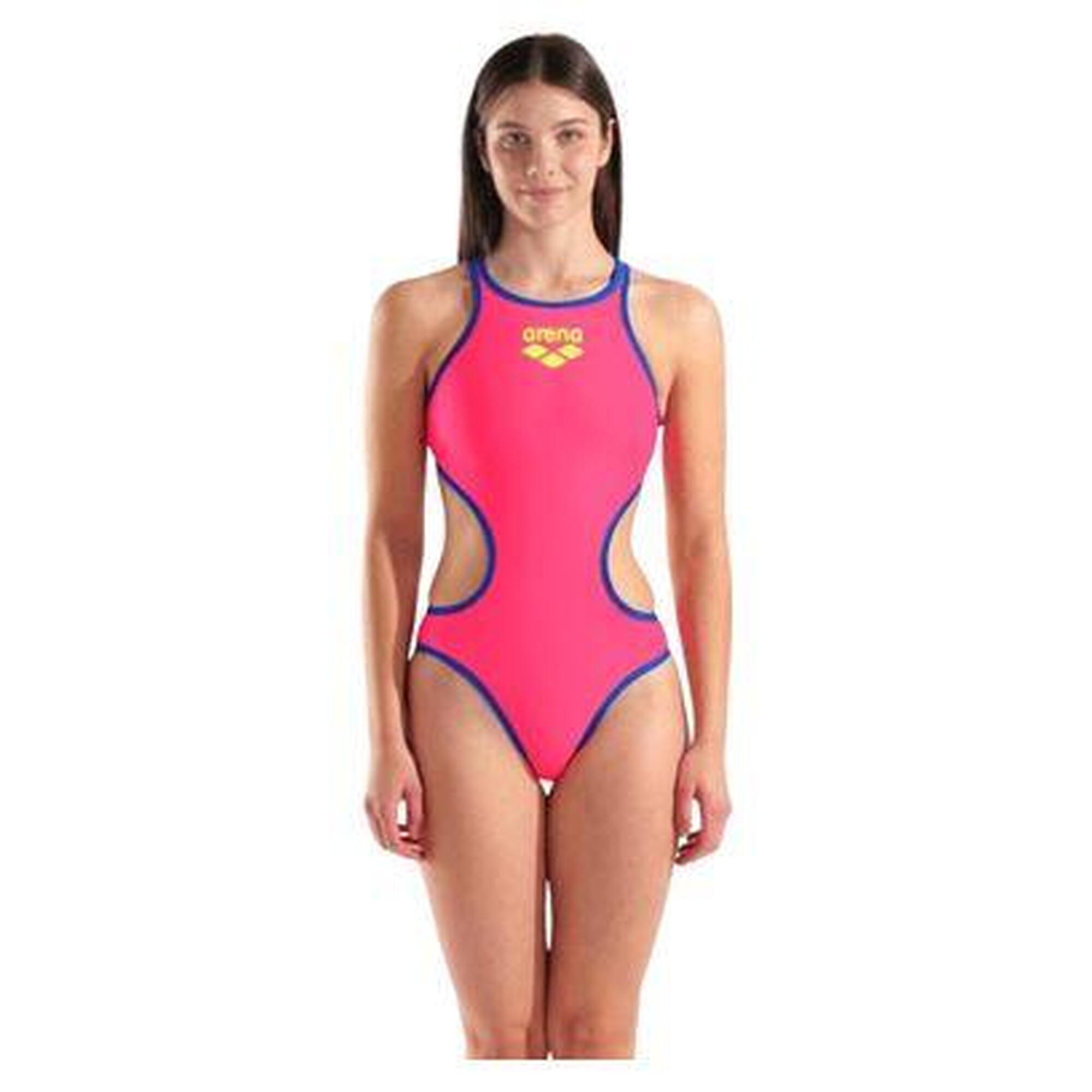 Arena - Maillot De Bain Arena One Big Logo Rose/bleu Femme - Maillot De Bain 1 Pièce - Bleu|rose - 34 - Decathlon