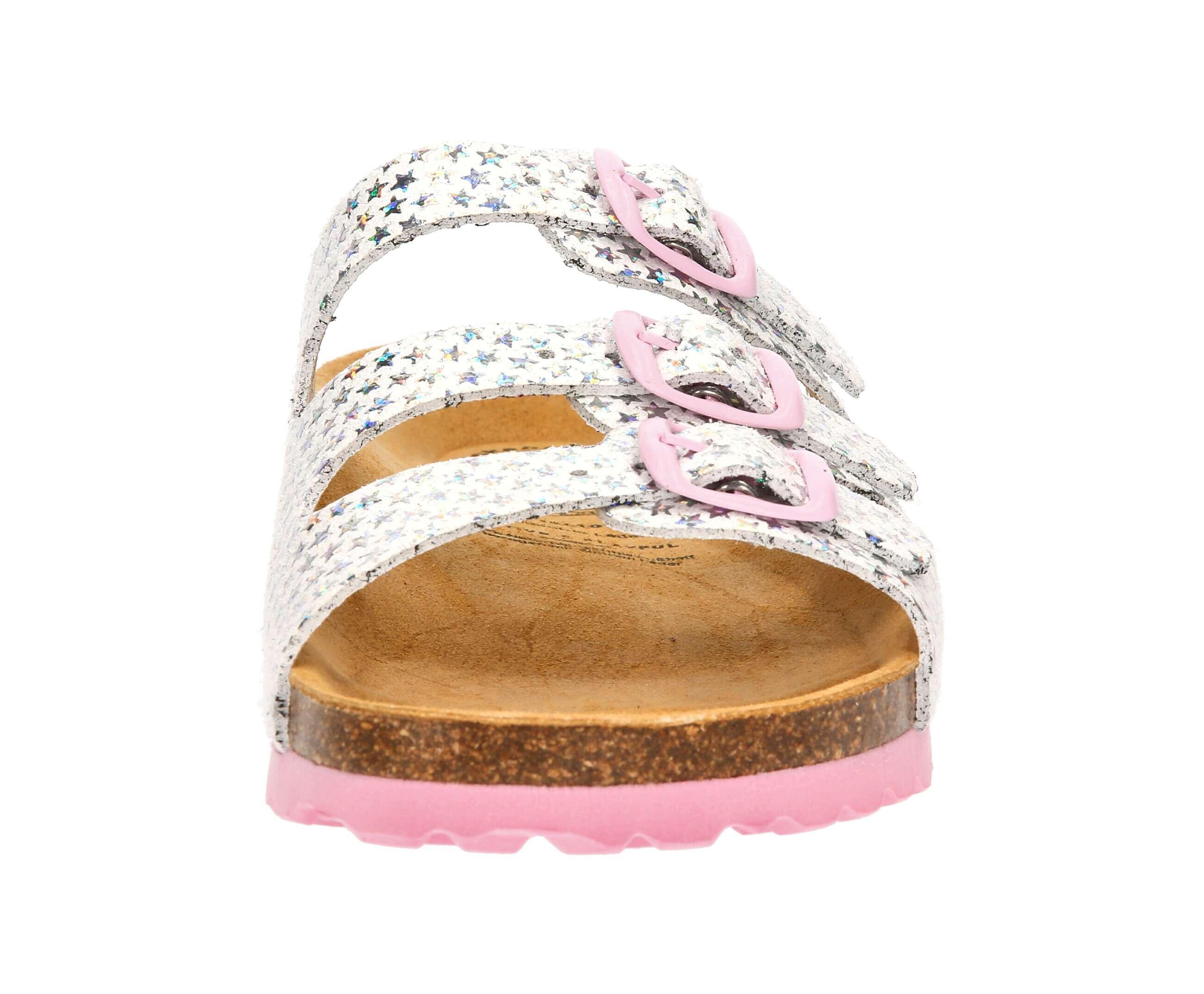 Mule - tempo libero - ragazze - comoda, scintillante - BIOLINE STARLINE - bianco 3/6