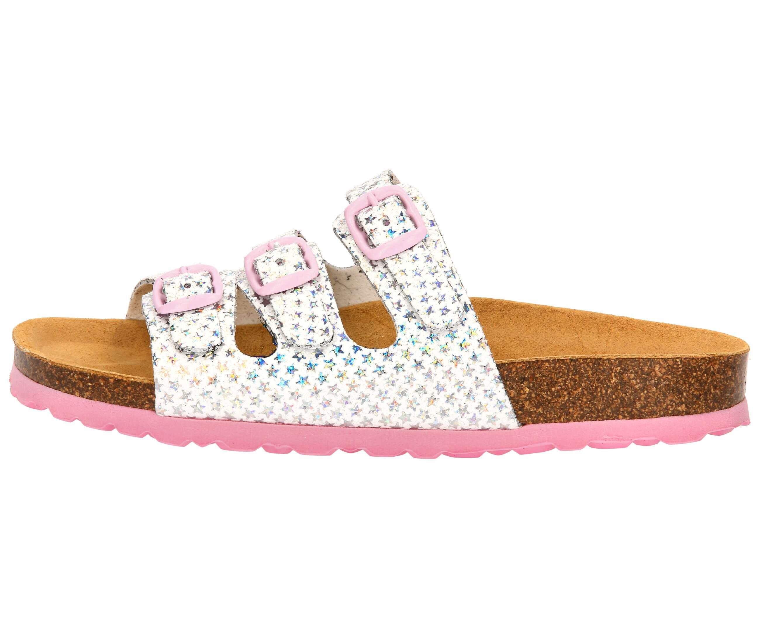 Mule - tempo libero - ragazze - comoda, scintillante - BIOLINE STARLINE - bianco 2/6