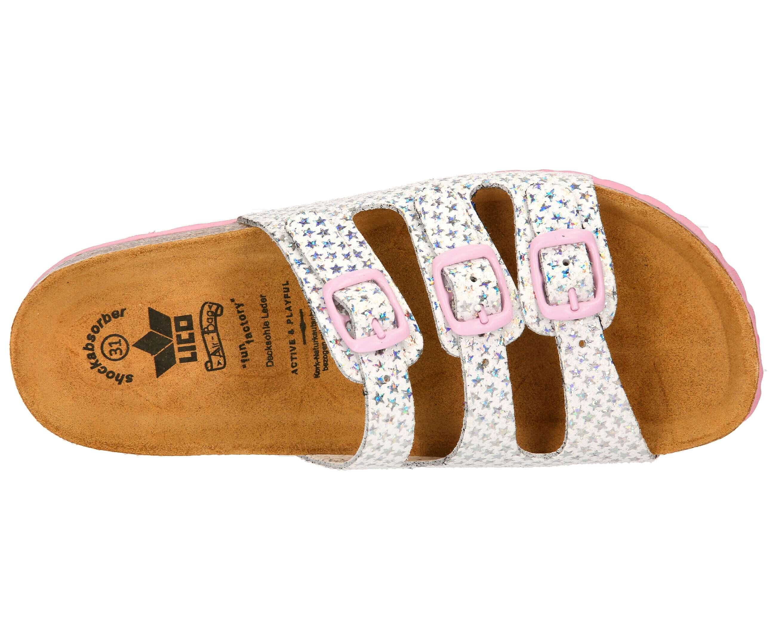 Mule - tempo libero - ragazze - comoda, scintillante - BIOLINE STARLINE - bianco 5/6