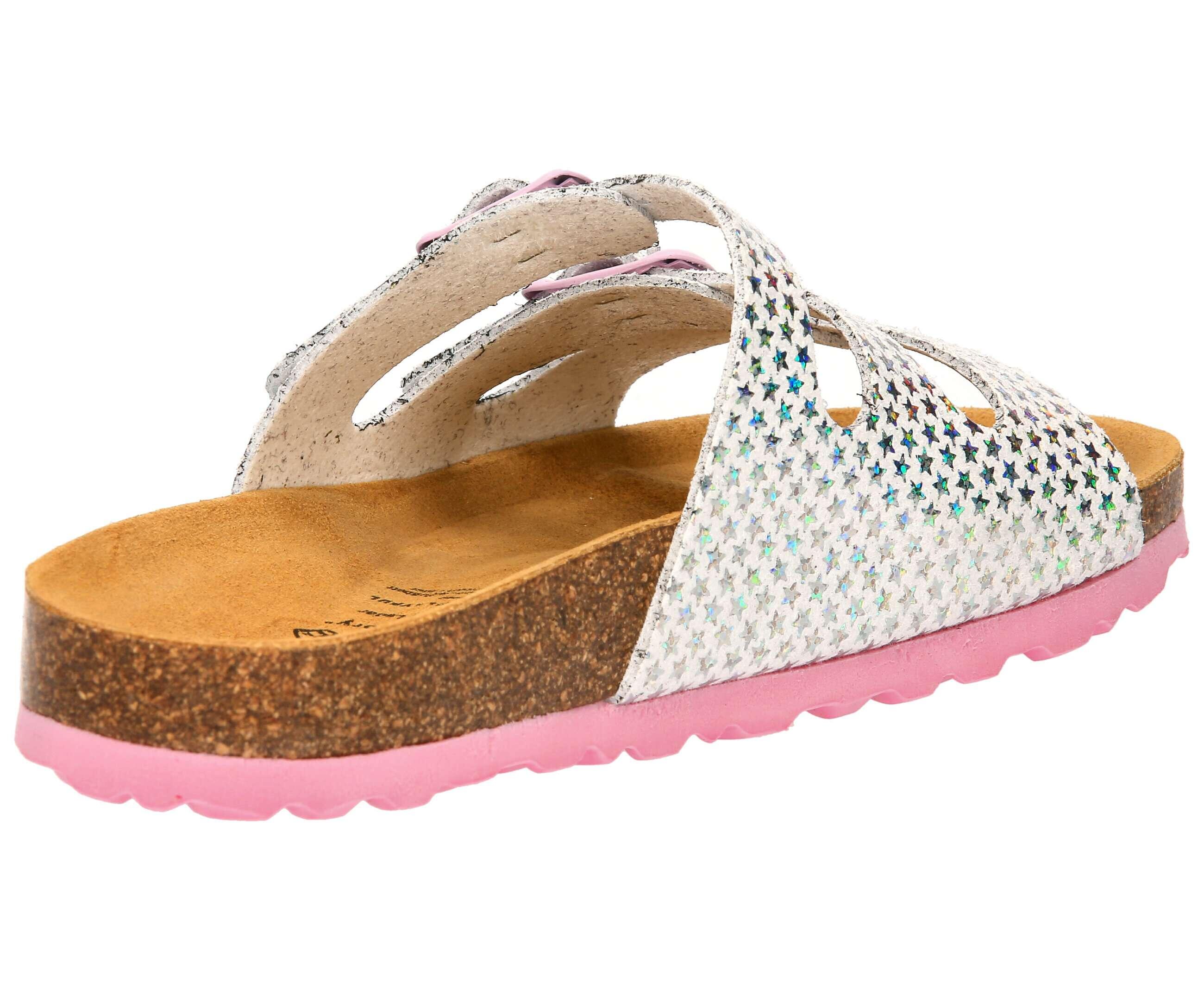 Mule - tempo libero - ragazze - comoda, scintillante - BIOLINE STARLINE - bianco 4/6