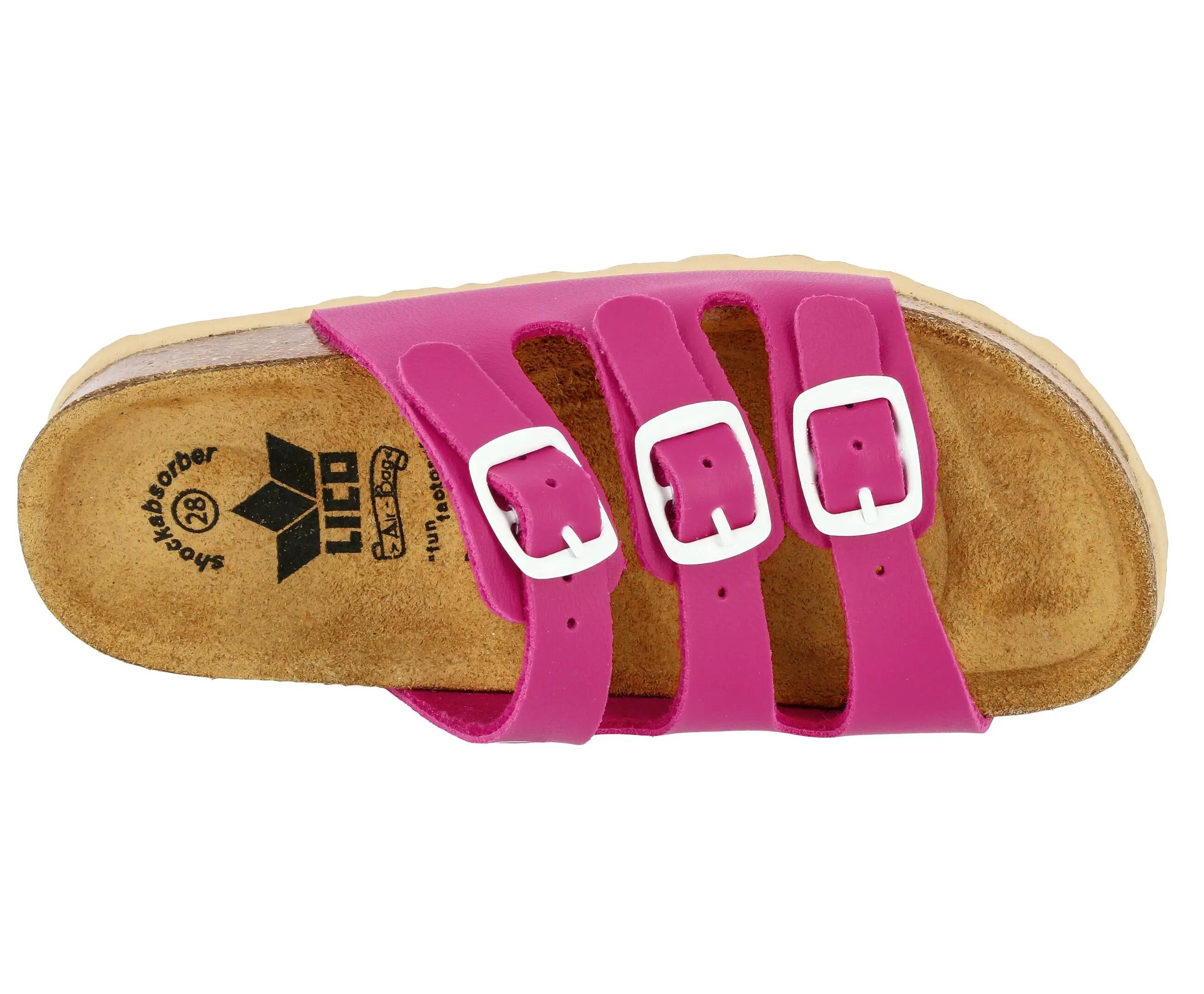 Mädchen - sport - pantolette - 3 schnallen - bioline - magenta 5/6