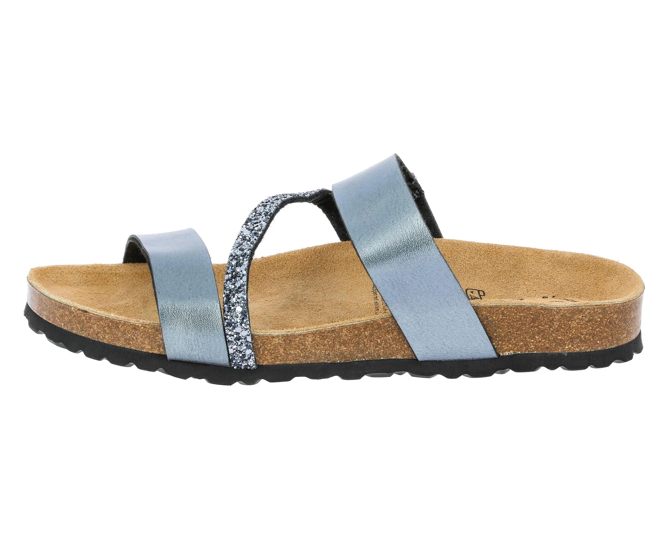 LICO Bioline Glitter Damen-Pantolette mit Kork-Fußbett 2/6