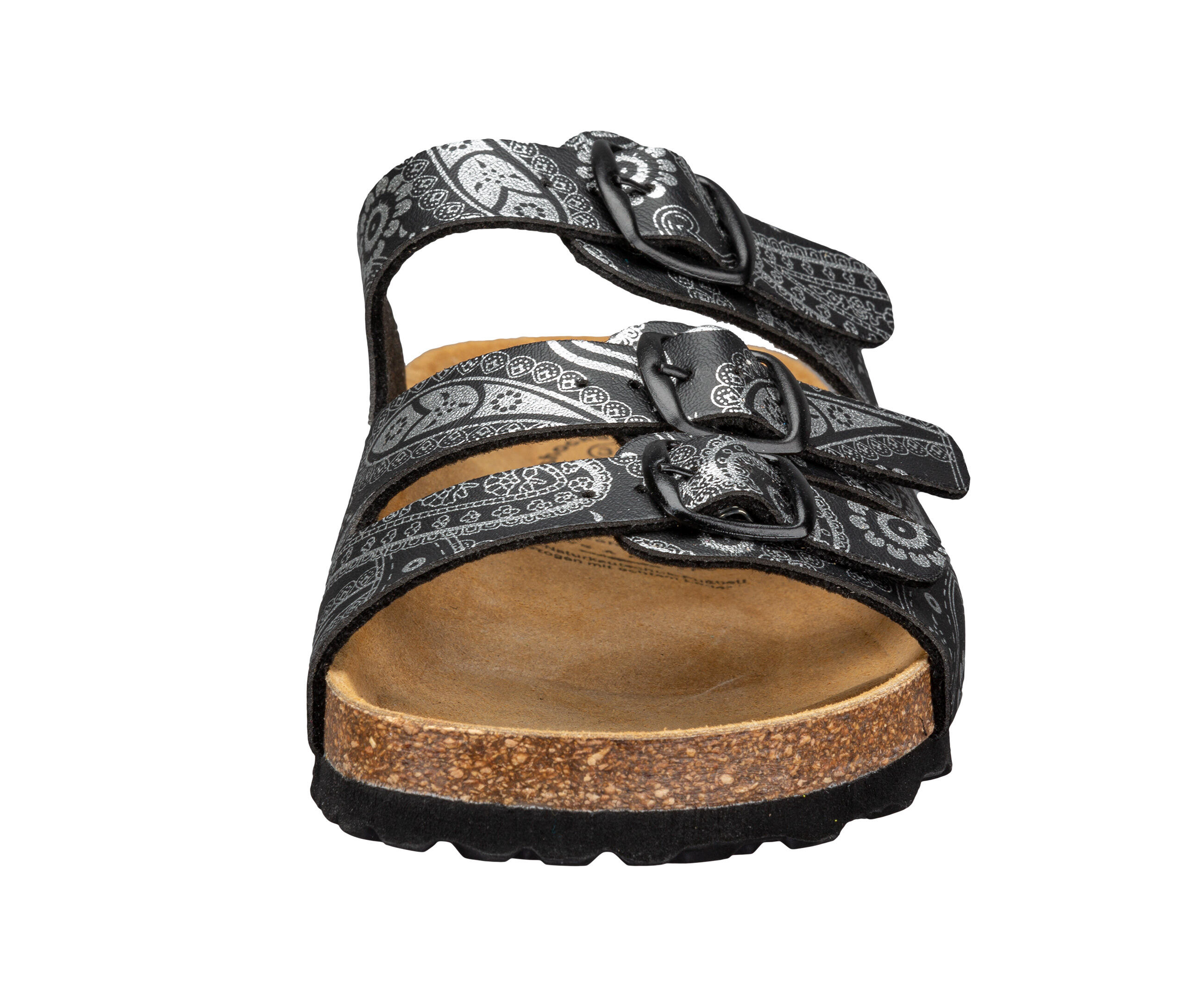 pantolette - confort - femme - boucles réglables - semelle liège - noir 3/6