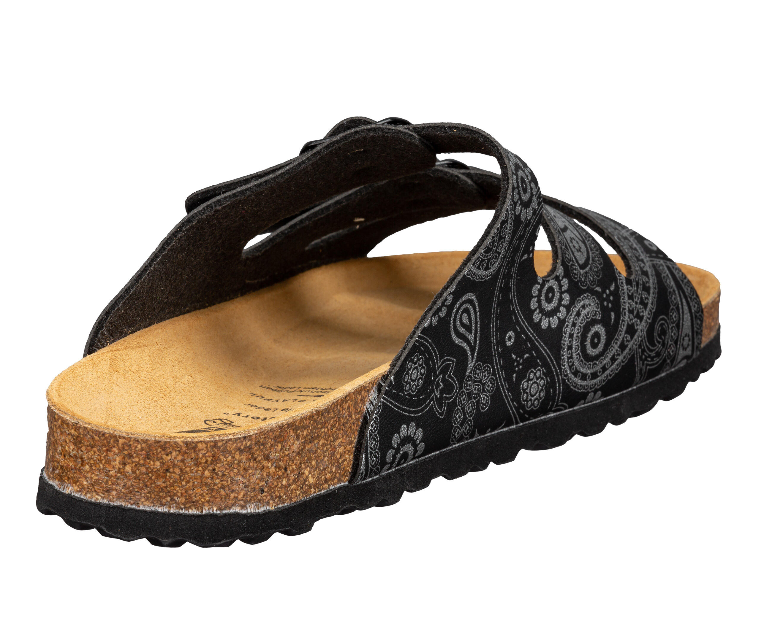 pantolette - confort - femme - boucles réglables - semelle liège - noir 4/6