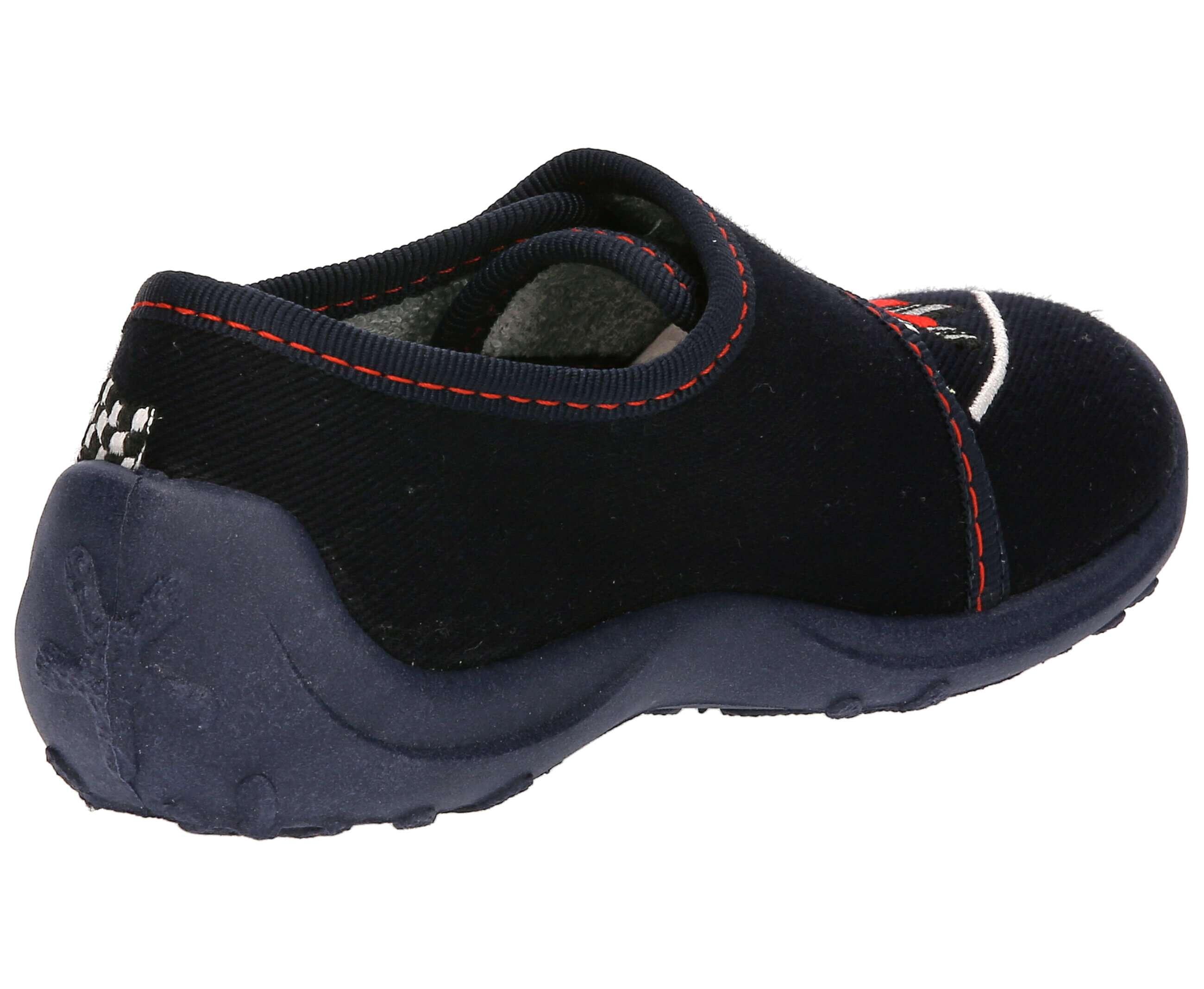 Pantoufles maison garçons - velcro, semelle caoutchouc - bleu foncé 4/6