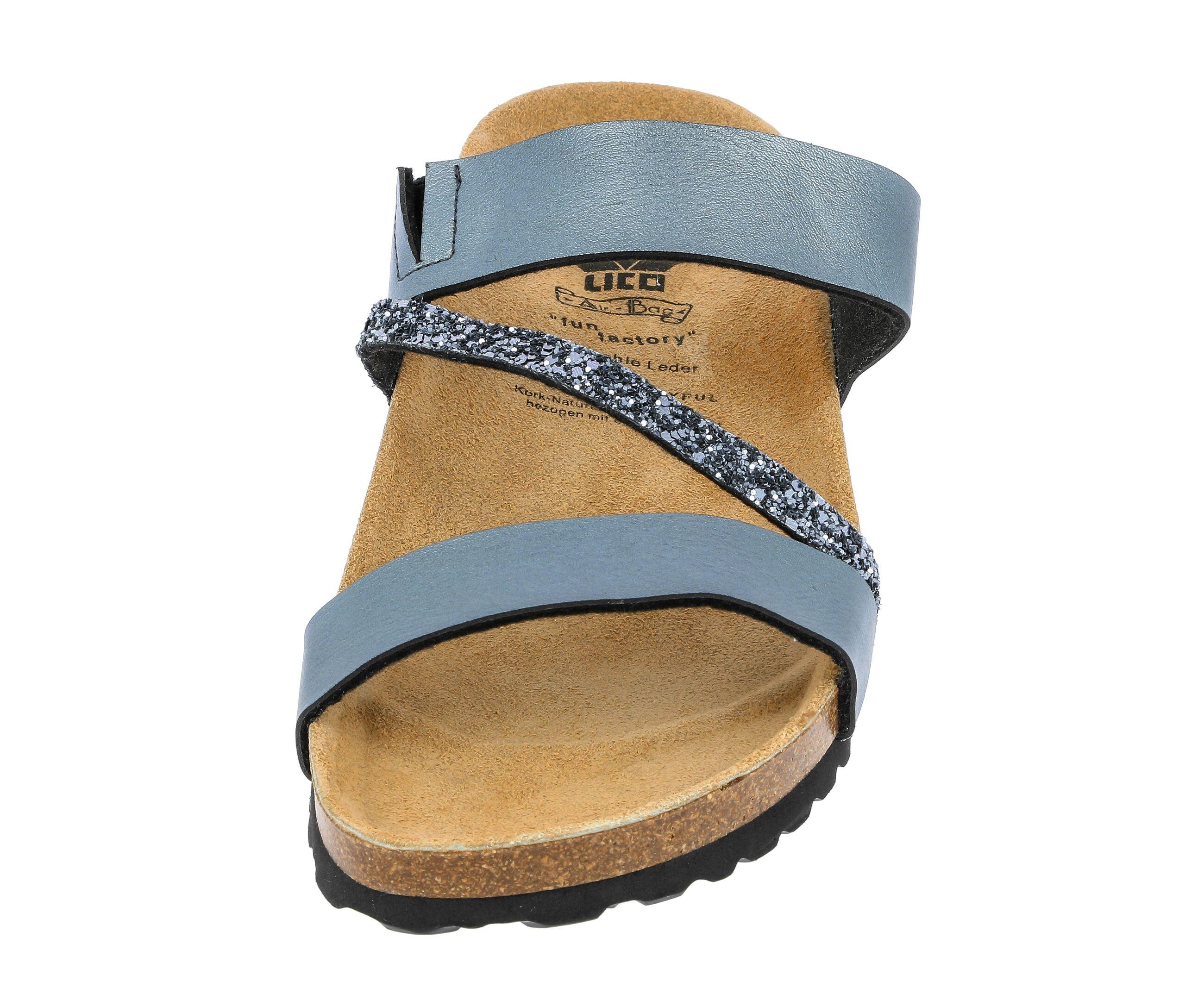 LICO Bioline Glitter ciabatta donna con plantare in sughero 3/6